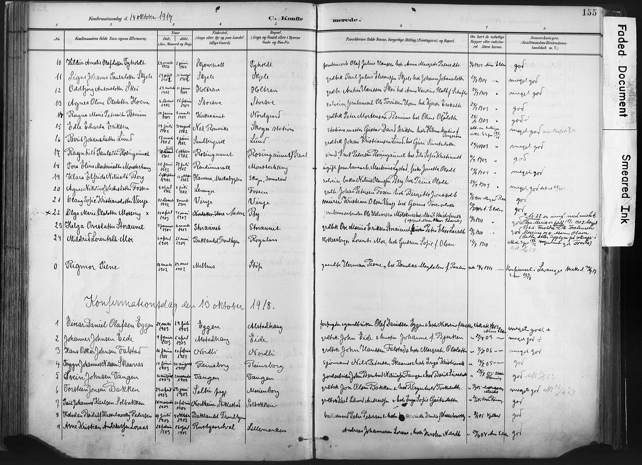 Ministerialprotokoller, klokkerbøker og fødselsregistre - Nord-Trøndelag, SAT/A-1458/717/L0162: Parish register (official) no. 717A12, 1898-1923, p. 155