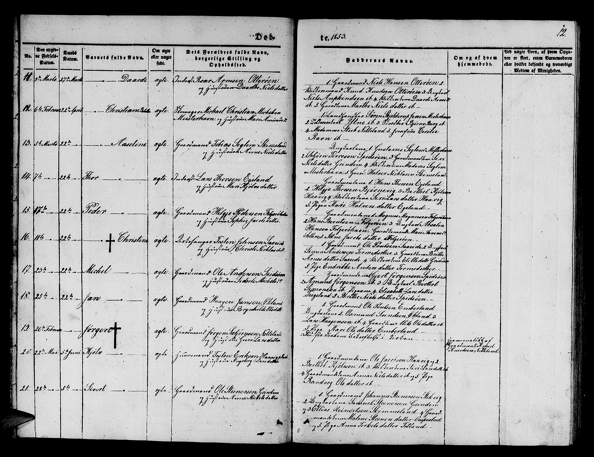 Finnås sokneprestembete, SAB/A-99925/H/Ha/Hab/Haba/L0001: Parish register (copy) no. A 1, 1851-1873, p. 12