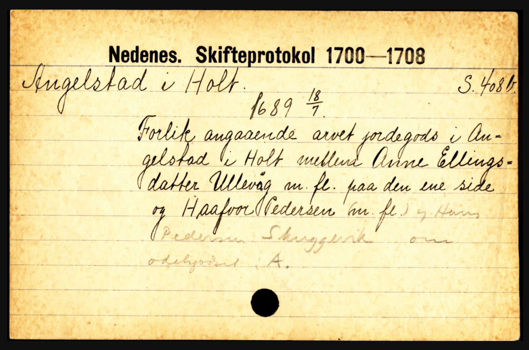 Nedenes sorenskriveri før 1824, AV/SAK-1221-0007/H, p. 281