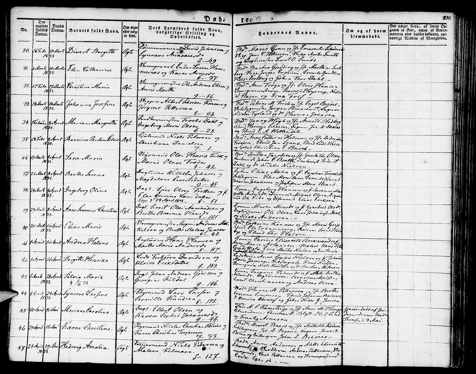 Nykirken Sokneprestembete, SAB/A-77101/H/Haa/L0012: Parish register (official) no. A 12, 1821-1844, p. 231