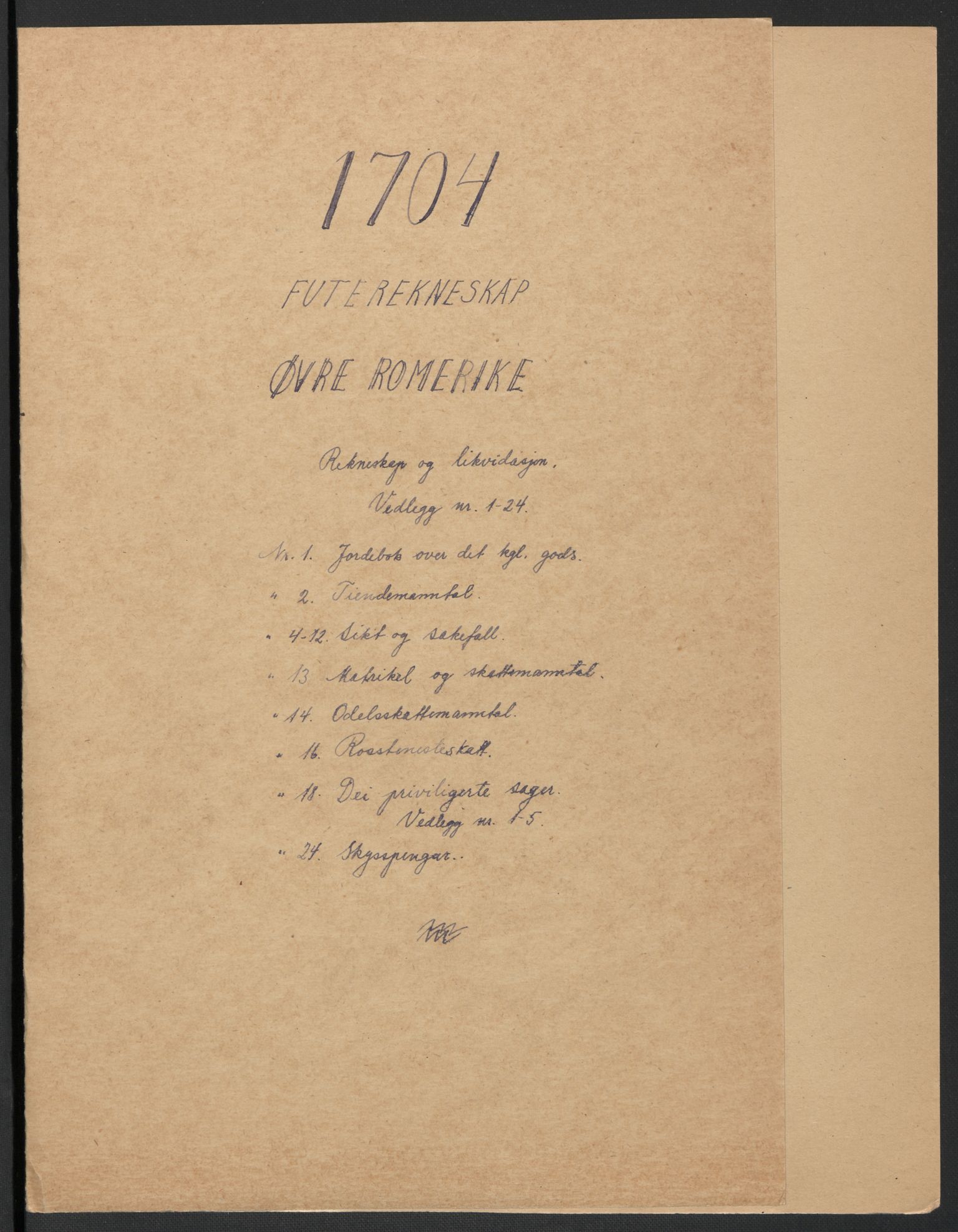 Rentekammeret inntil 1814, Reviderte regnskaper, Fogderegnskap, RA/EA-4092/R12/L0717: Fogderegnskap Øvre Romerike, 1704-1705, p. 2
