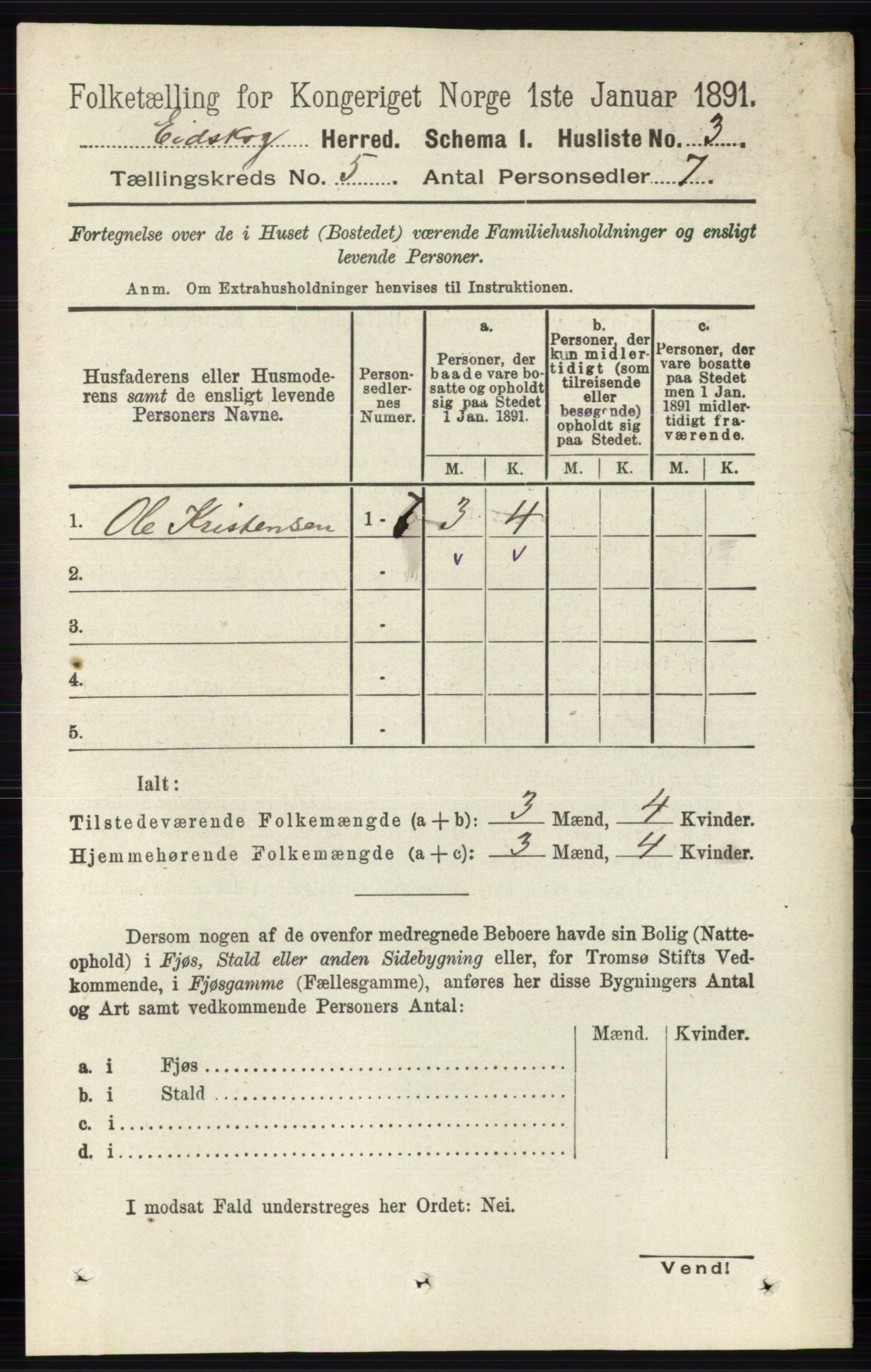 RA, 1891 census for 0420 Eidskog, 1891, p. 1953