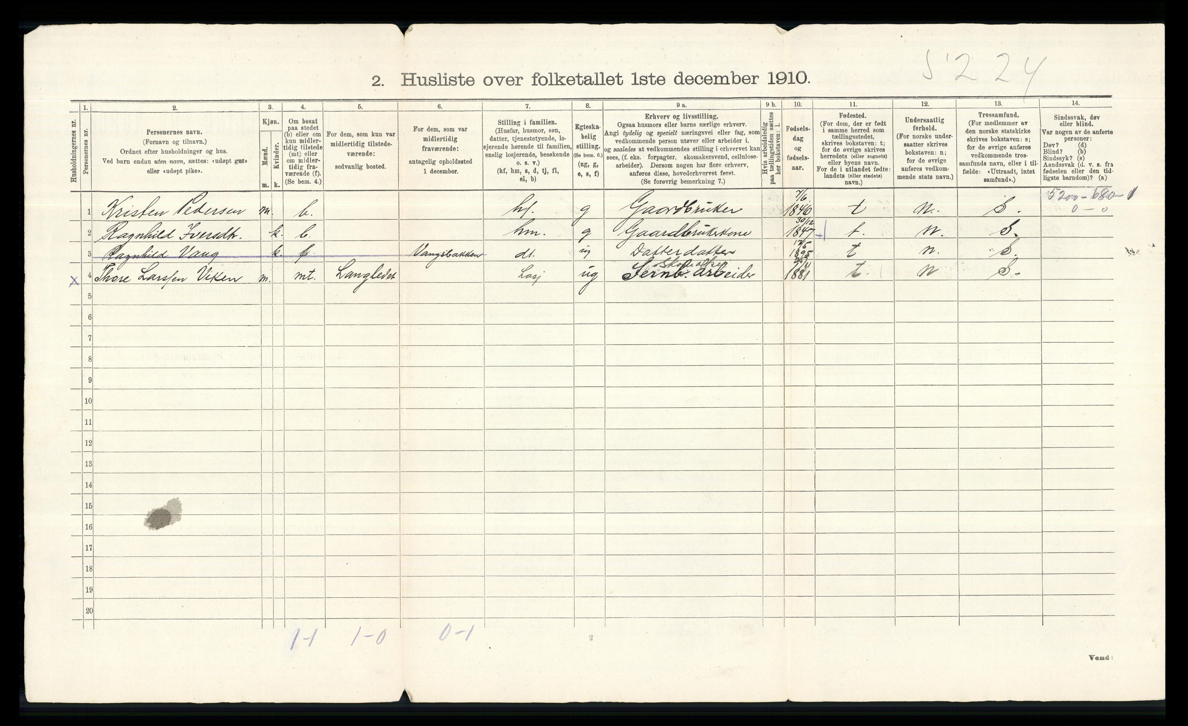 RA, 1910 census for Skjåk, 1910, p. 55