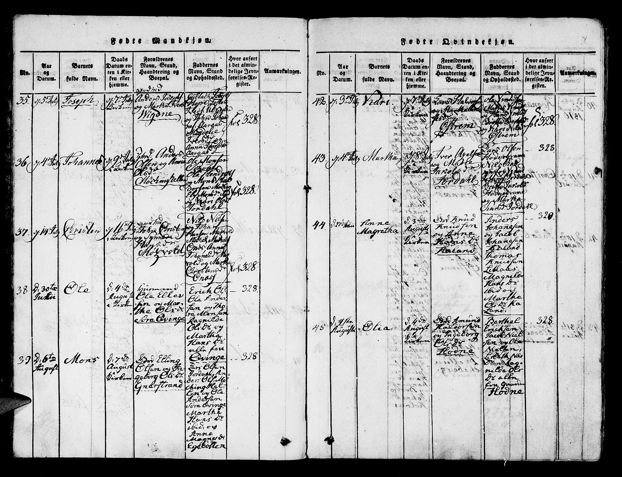 Lindås Sokneprestembete, SAB/A-76701/H/Haa: Parish register (official) no. A 7, 1816-1823, p. 8