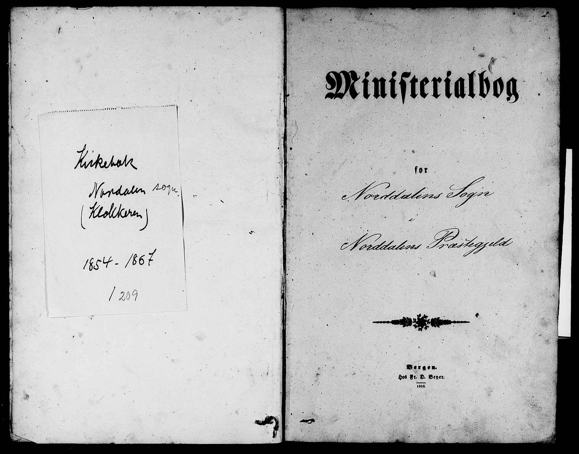 Ministerialprotokoller, klokkerbøker og fødselsregistre - Møre og Romsdal, AV/SAT-A-1454/519/L0261: Parish register (copy) no. 519C02, 1854-1867, p. 2