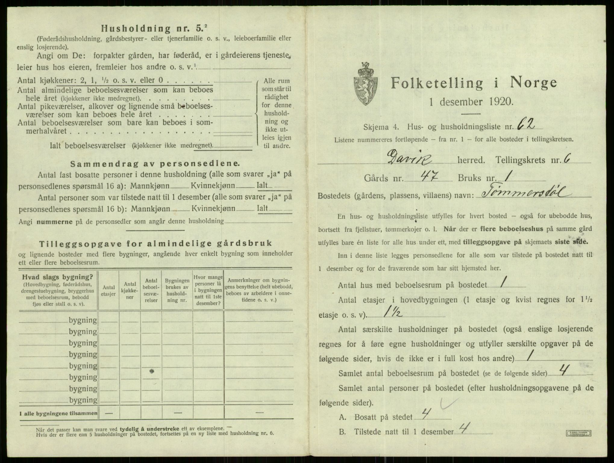 SAB, 1920 census for Davik, 1920, p. 531