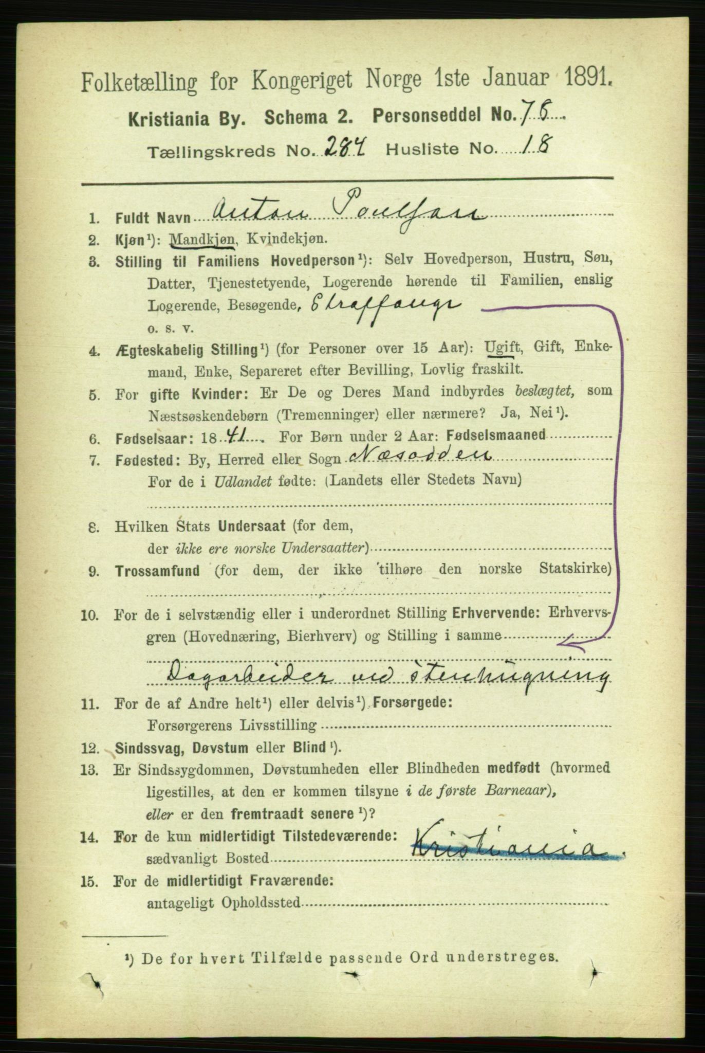 RA, 1891 census for 0301 Kristiania, 1891, p. 173906