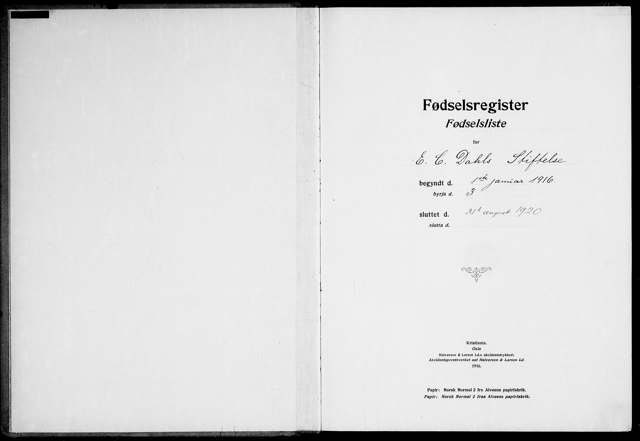 Ministerialprotokoller, klokkerbøker og fødselsregistre - Sør-Trøndelag, SAT/A-1456/600/L0002: Birth register no. 600.II.4.1, 1916-1920