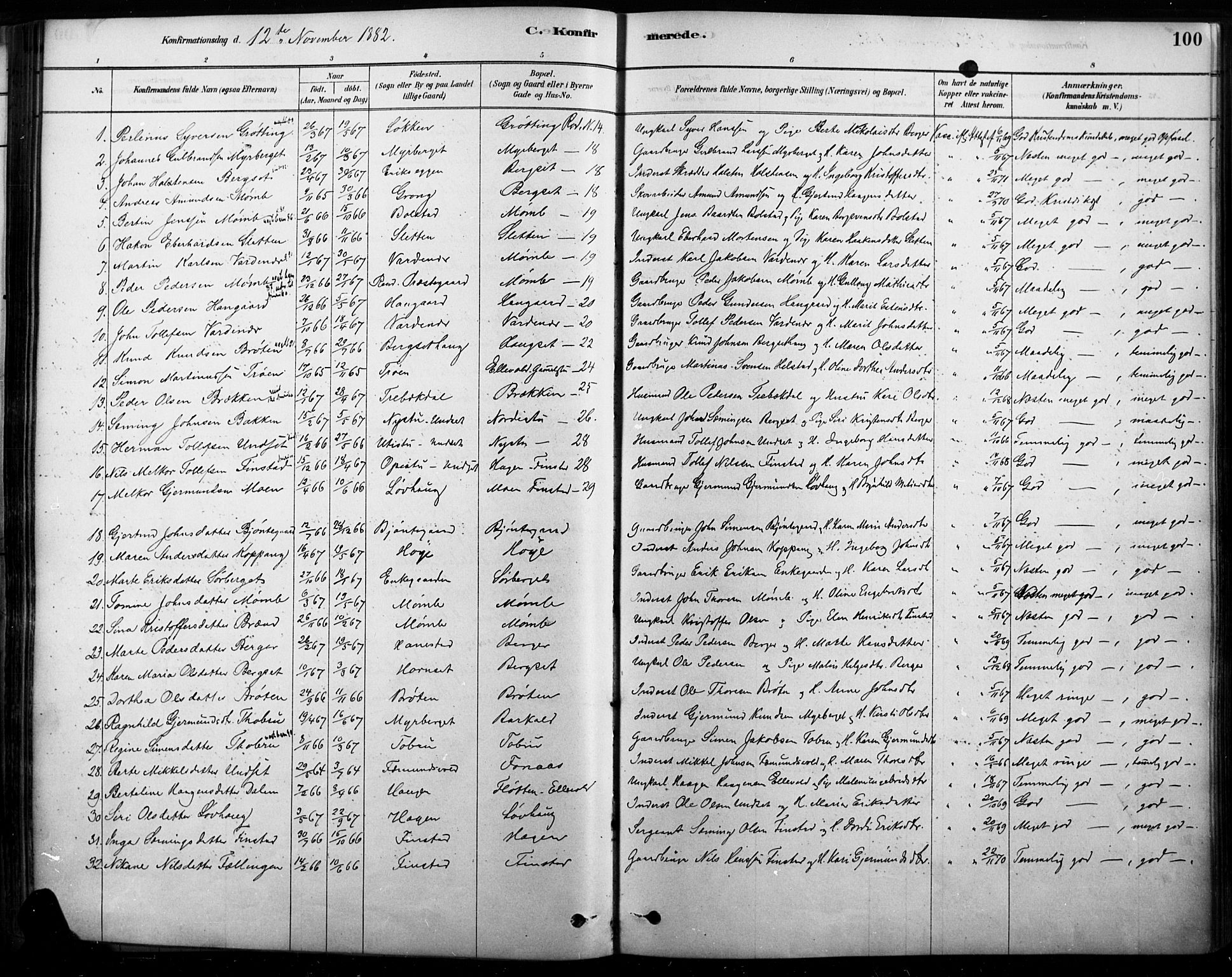 Rendalen prestekontor, SAH/PREST-054/H/Ha/Haa/L0009: Parish register (official) no. 9, 1878-1901, p. 100