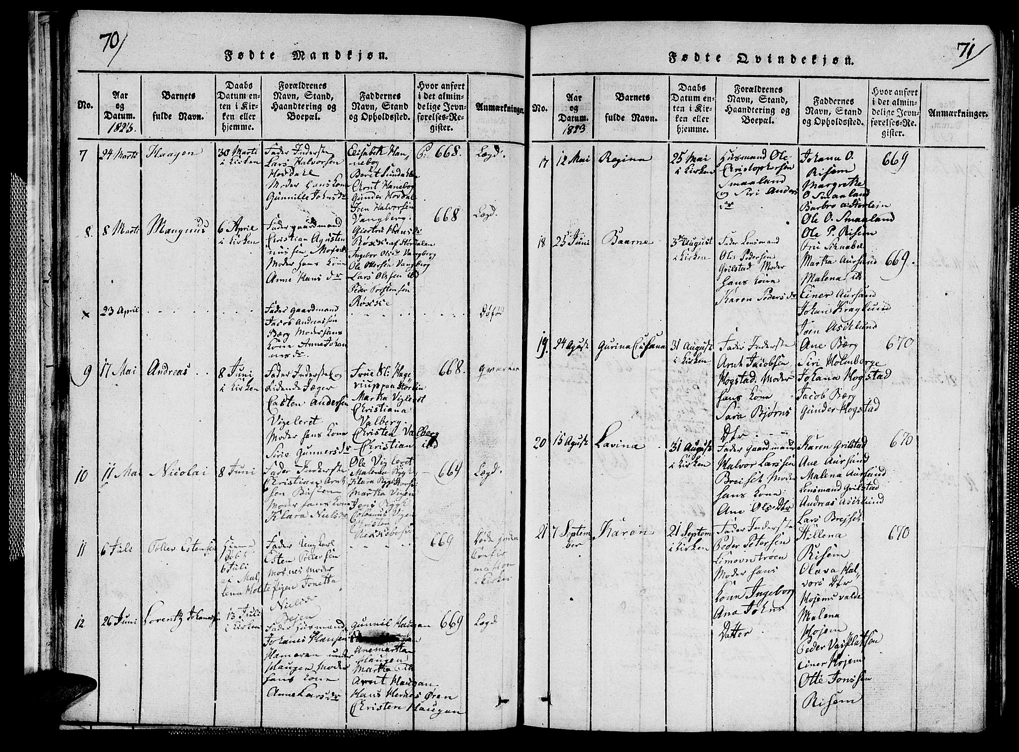 Ministerialprotokoller, klokkerbøker og fødselsregistre - Nord-Trøndelag, SAT/A-1458/713/L0124: Parish register (copy) no. 713C01, 1817-1827, p. 70-71