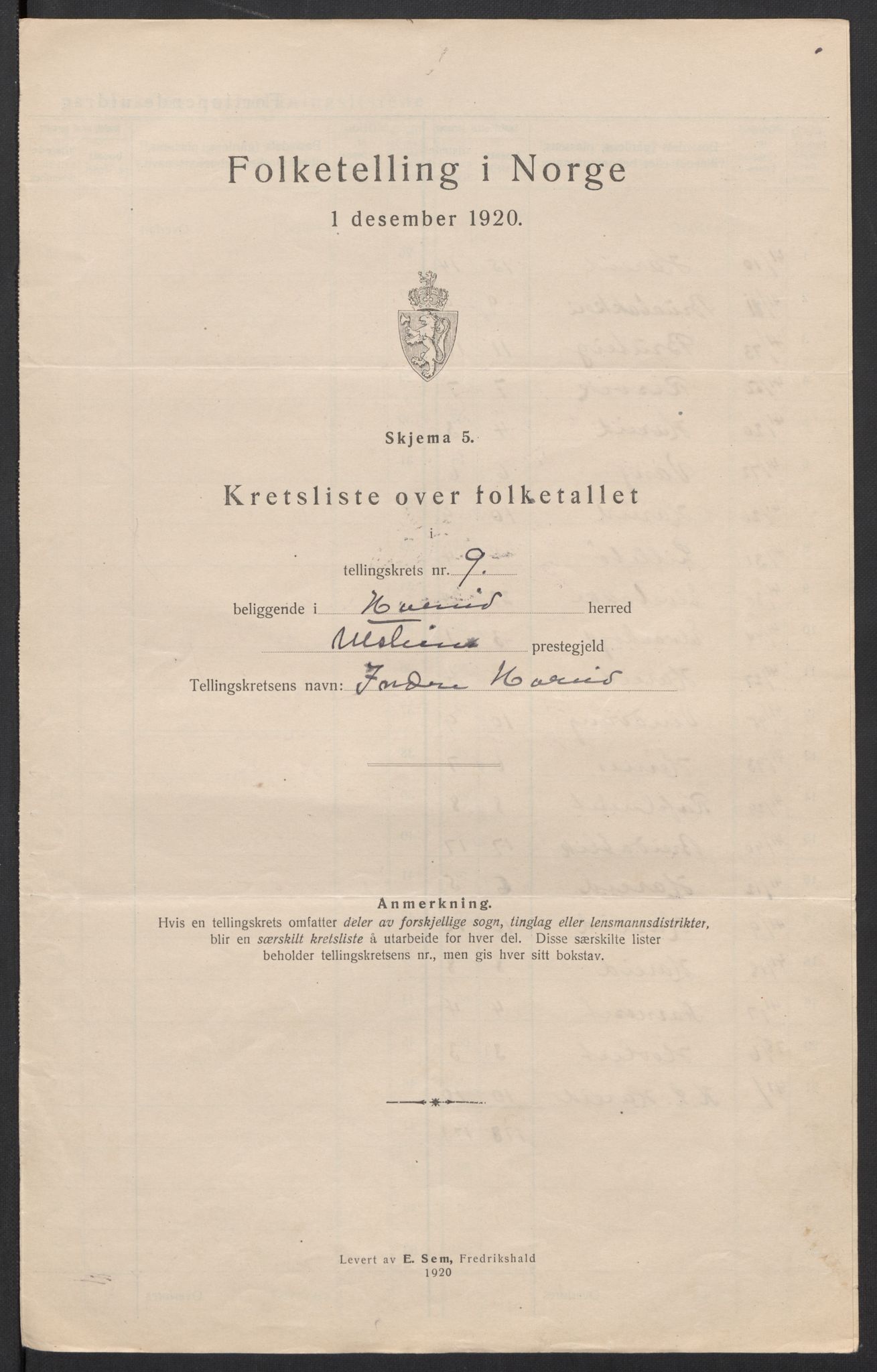 SAT, 1920 census for Hareid, 1920, p. 42