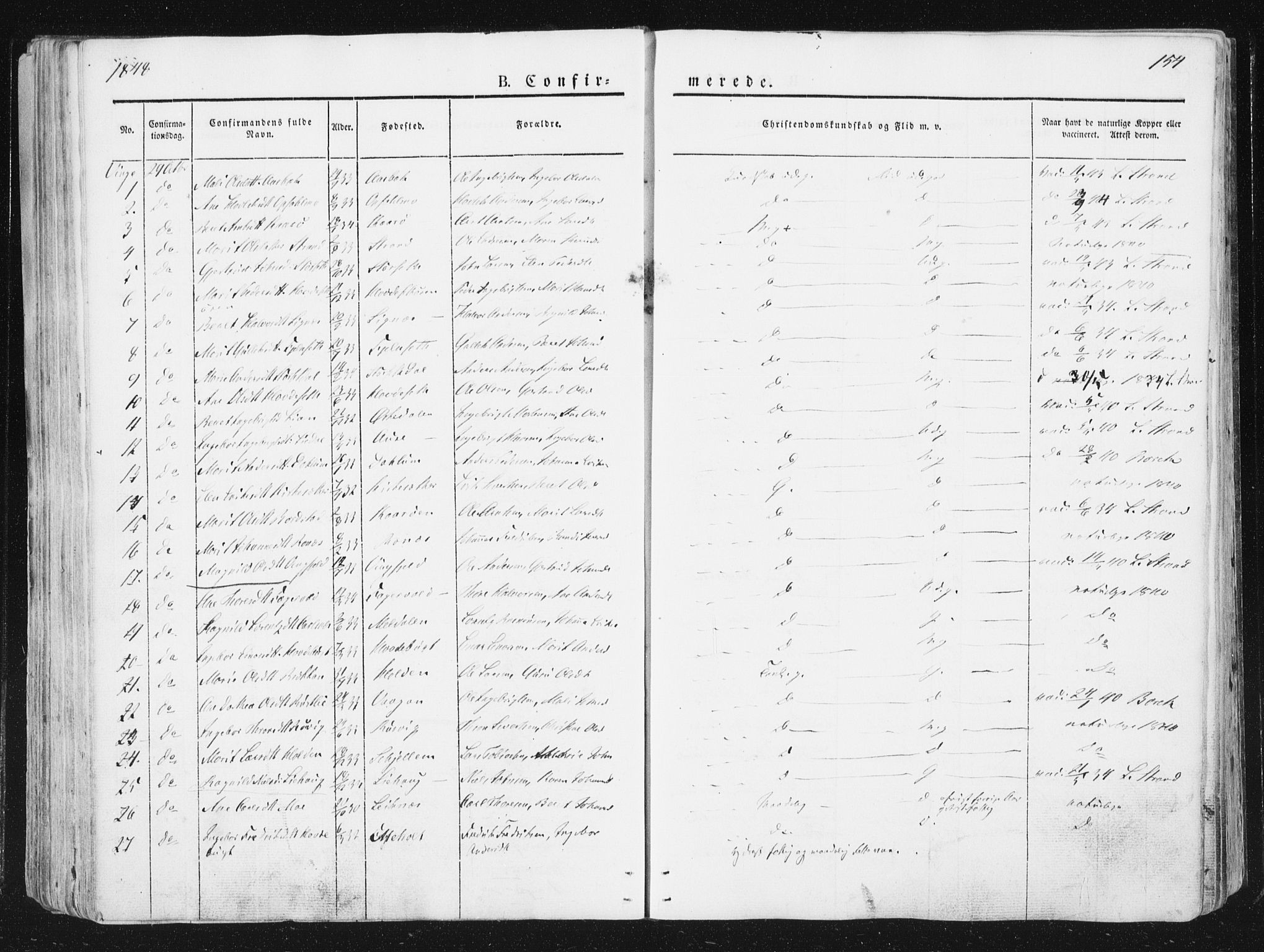 Ministerialprotokoller, klokkerbøker og fødselsregistre - Sør-Trøndelag, SAT/A-1456/630/L0493: Parish register (official) no. 630A06, 1841-1851, p. 154