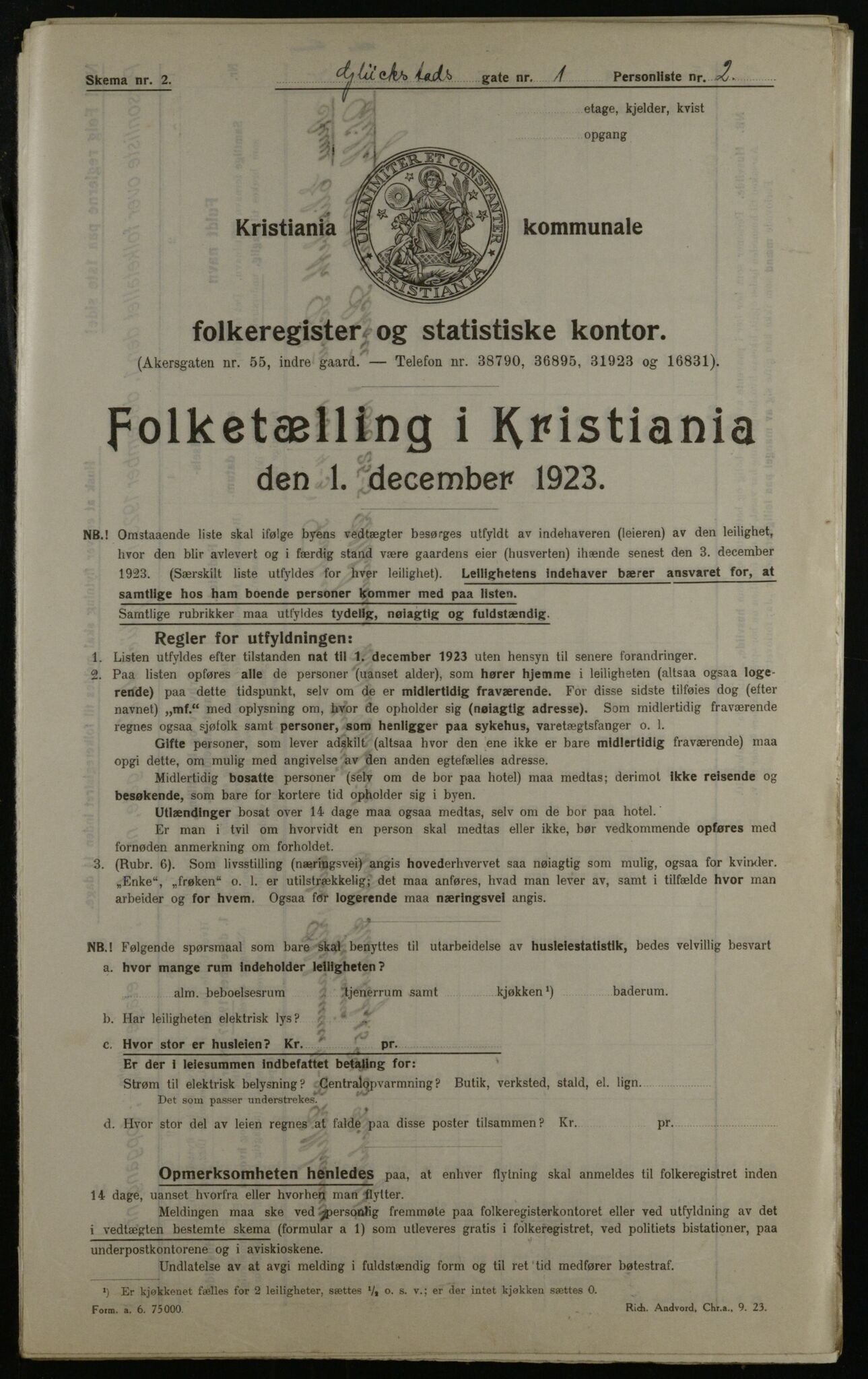 OBA, Municipal Census 1923 for Kristiania, 1923, p. 33255