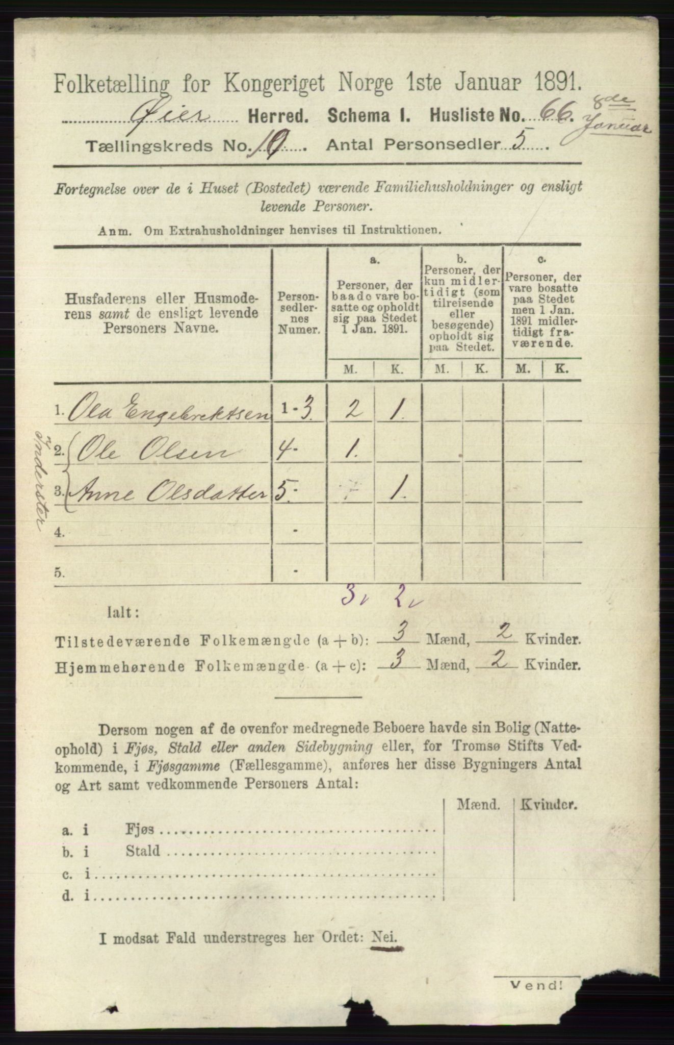 RA, 1891 census for 0521 Øyer, 1891, p. 3561