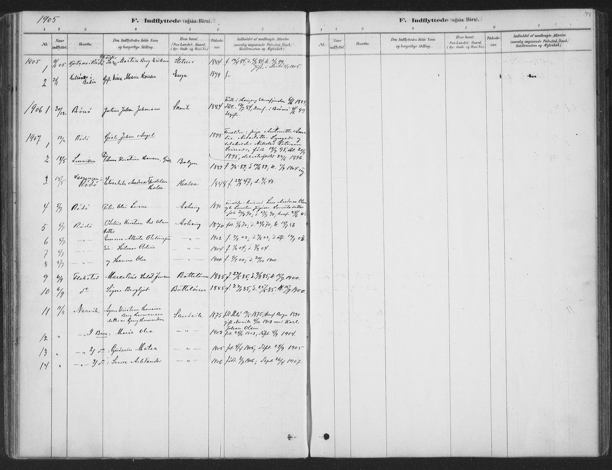 Ministerialprotokoller, klokkerbøker og fødselsregistre - Nordland, SAT/A-1459/843/L0627: Parish register (official) no. 843A02, 1878-1908, p. 144
