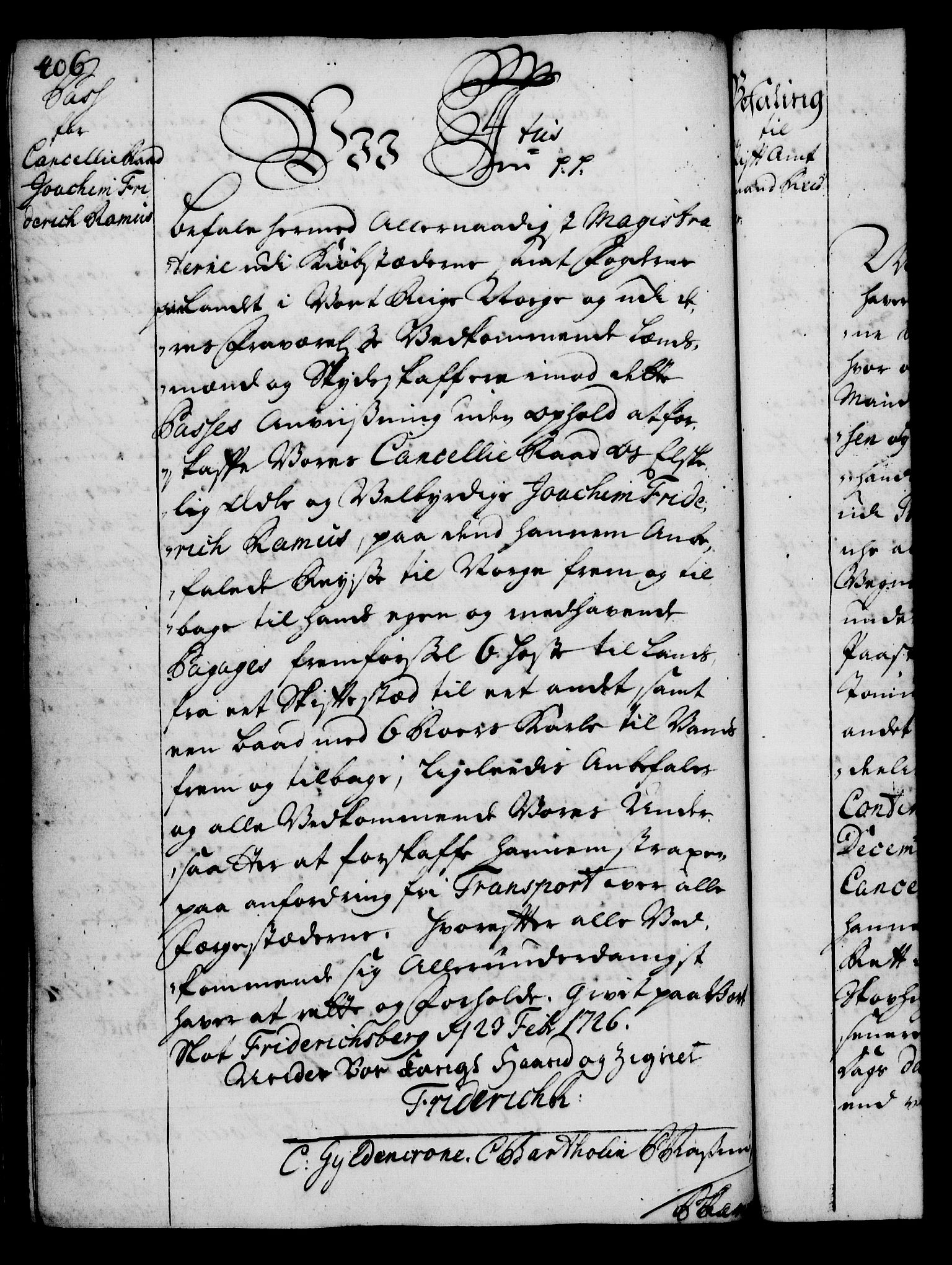 Rentekammeret, Kammerkanselliet, RA/EA-3111/G/Gg/Gga/L0002: Norsk ekspedisjonsprotokoll med register (merket RK 53.2), 1723-1727, p. 406