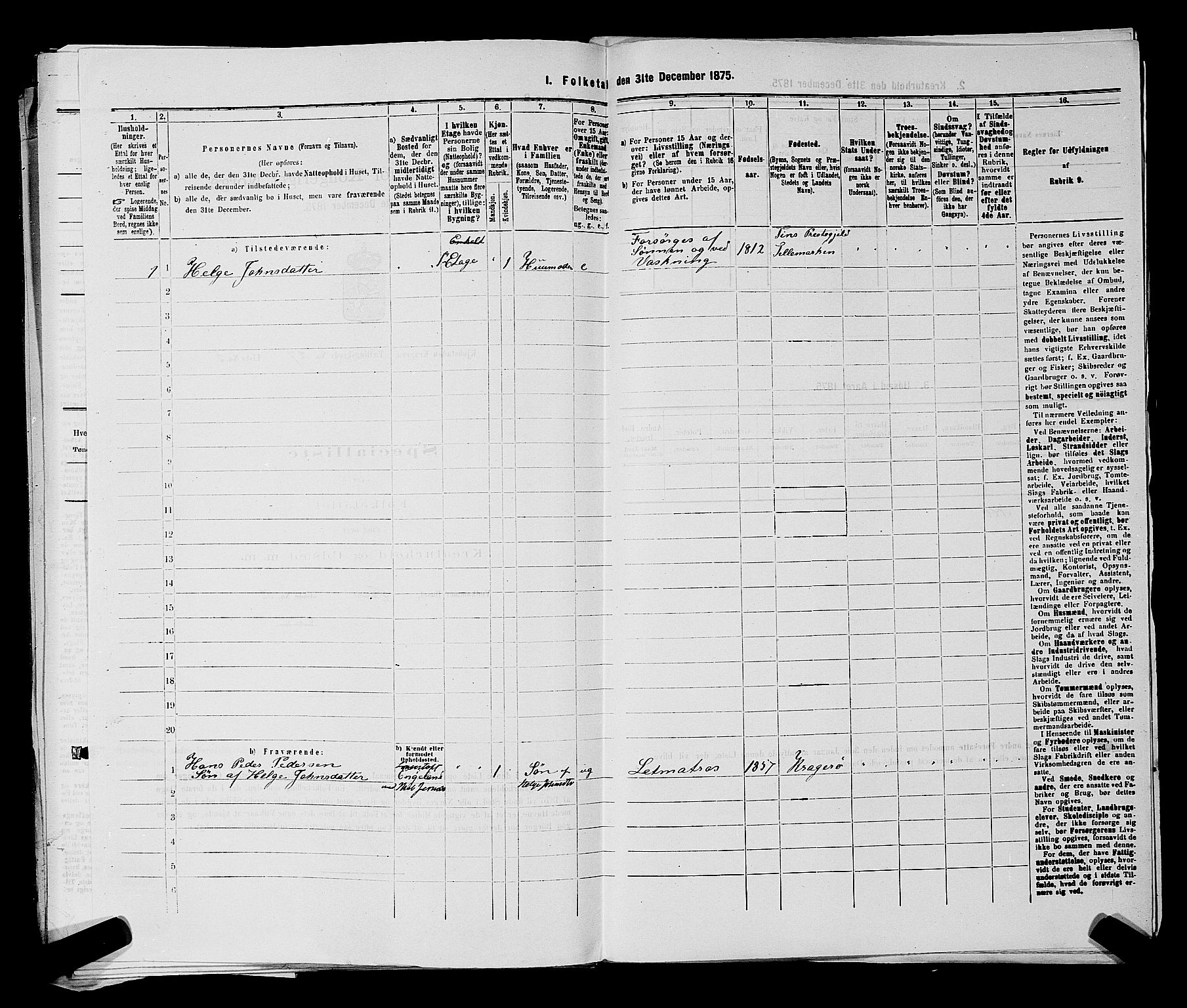 SAKO, 1875 census for 0801P Kragerø, 1875, p. 595