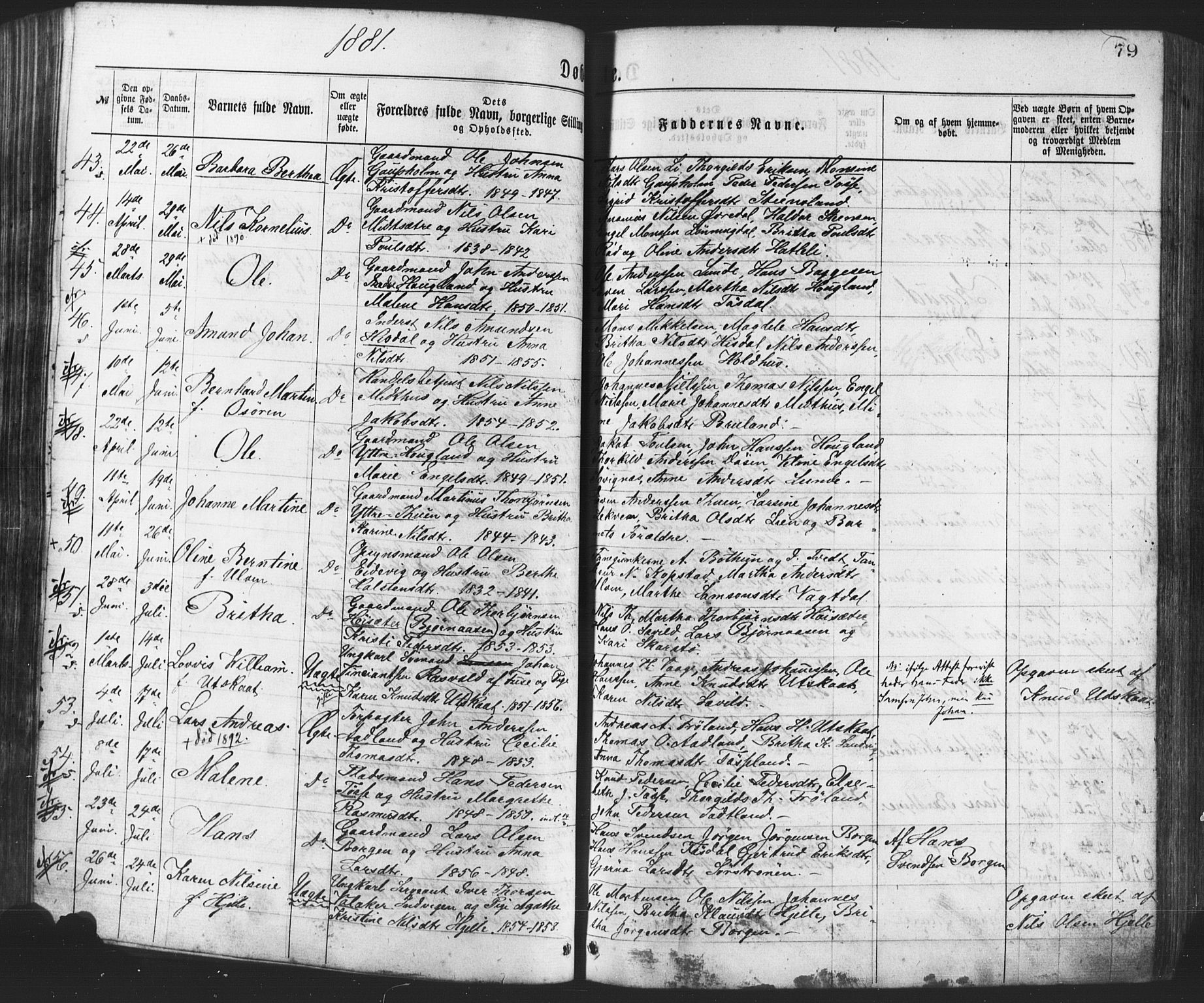 Os sokneprestembete, SAB/A-99929: Parish register (official) no. A 18, 1874-1884, p. 79