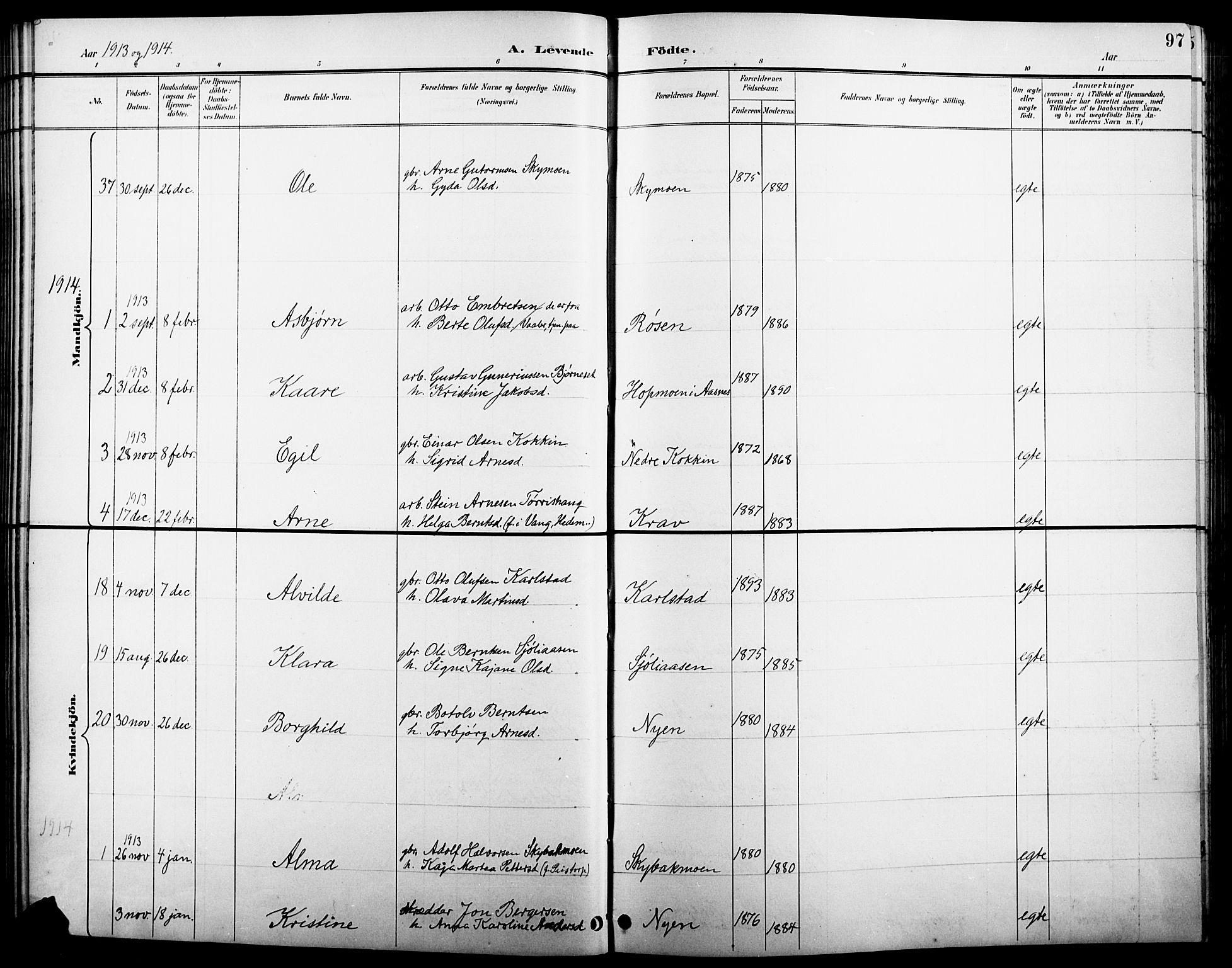 Åsnes prestekontor, AV/SAH-PREST-042/H/Ha/Hab/L0005: Parish register (copy) no. 5, 1895-1920, p. 97