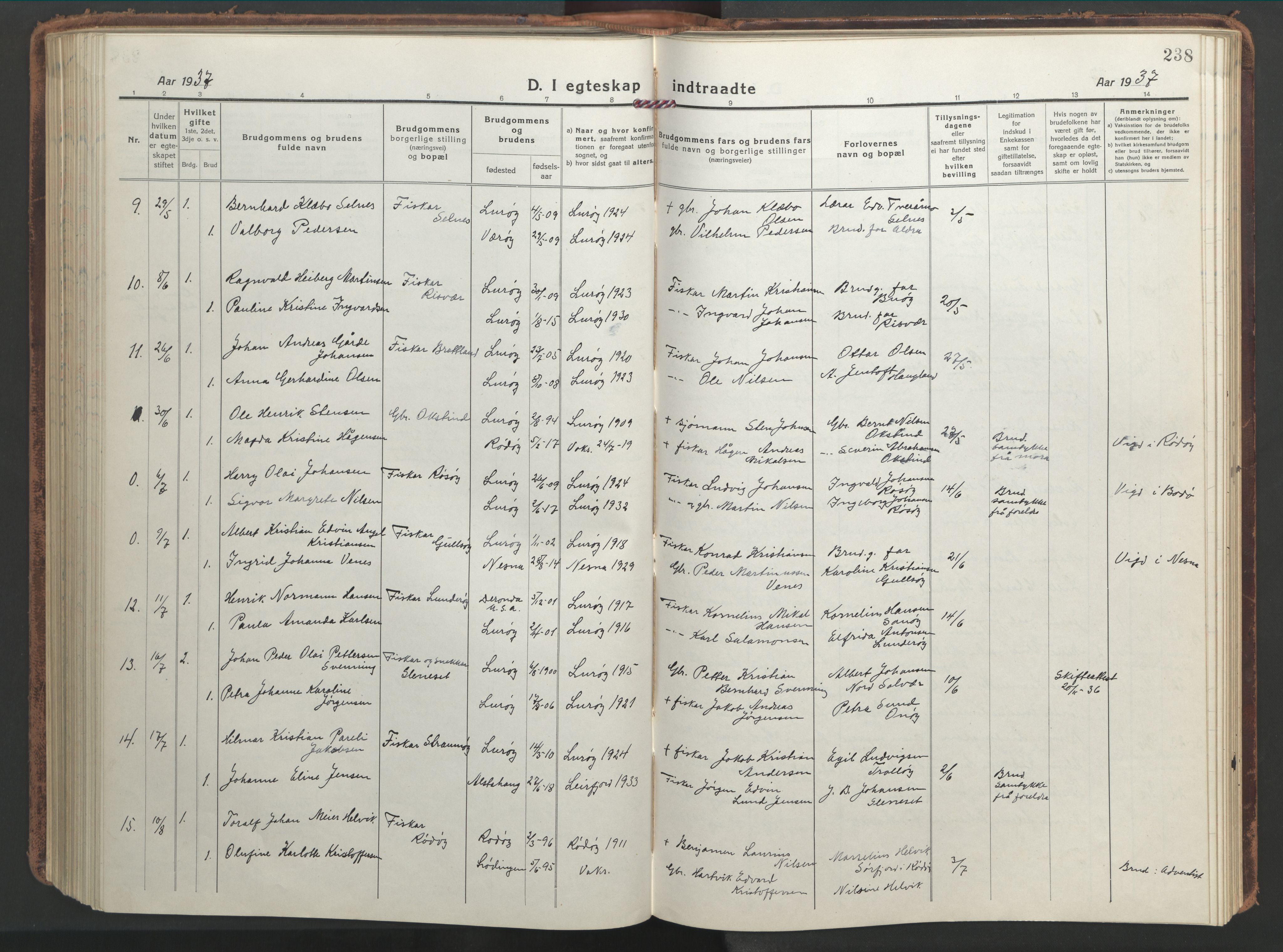 Ministerialprotokoller, klokkerbøker og fødselsregistre - Nordland, AV/SAT-A-1459/839/L0574: Parish register (copy) no. 839C04, 1918-1950, p. 238