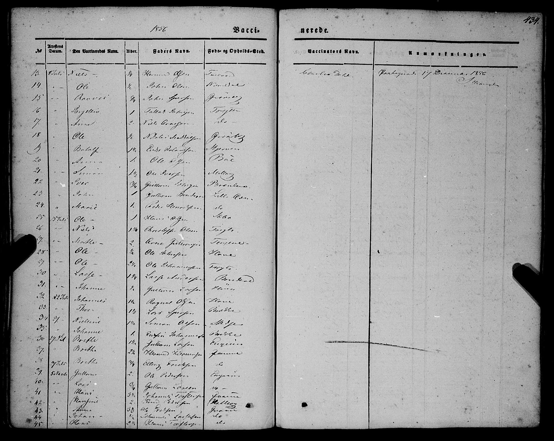 Vik sokneprestembete, AV/SAB-A-81501/H/Haa/Haaa/L0008: Parish register (official) no. A 8, 1846-1865, p. 434