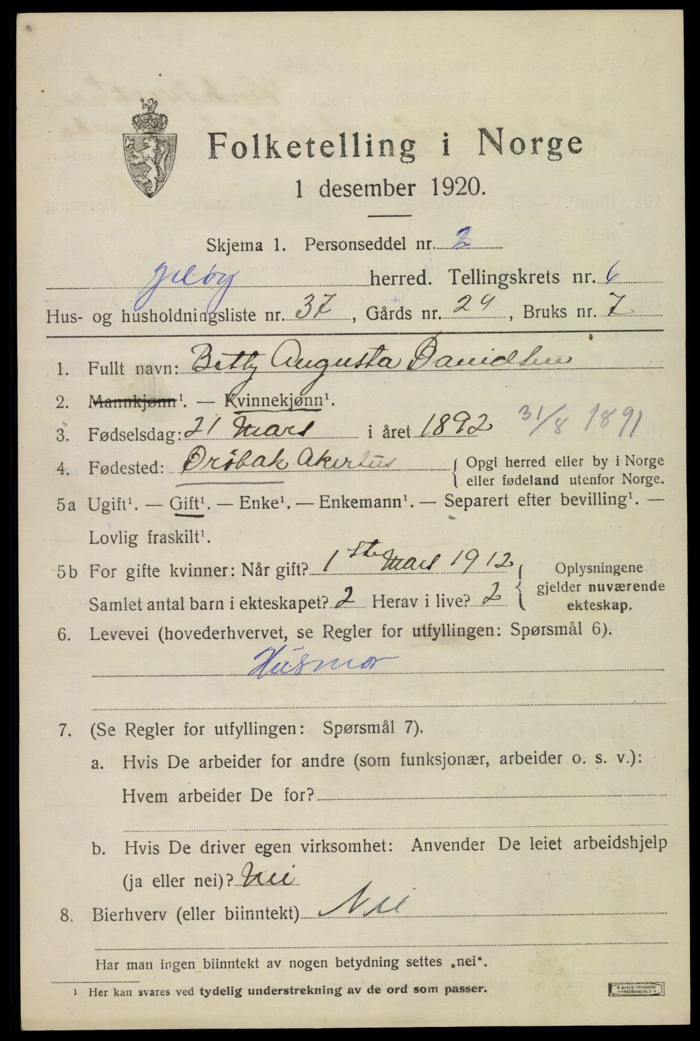 SAO, 1920 census for Moss land district, 1920, p. 7221