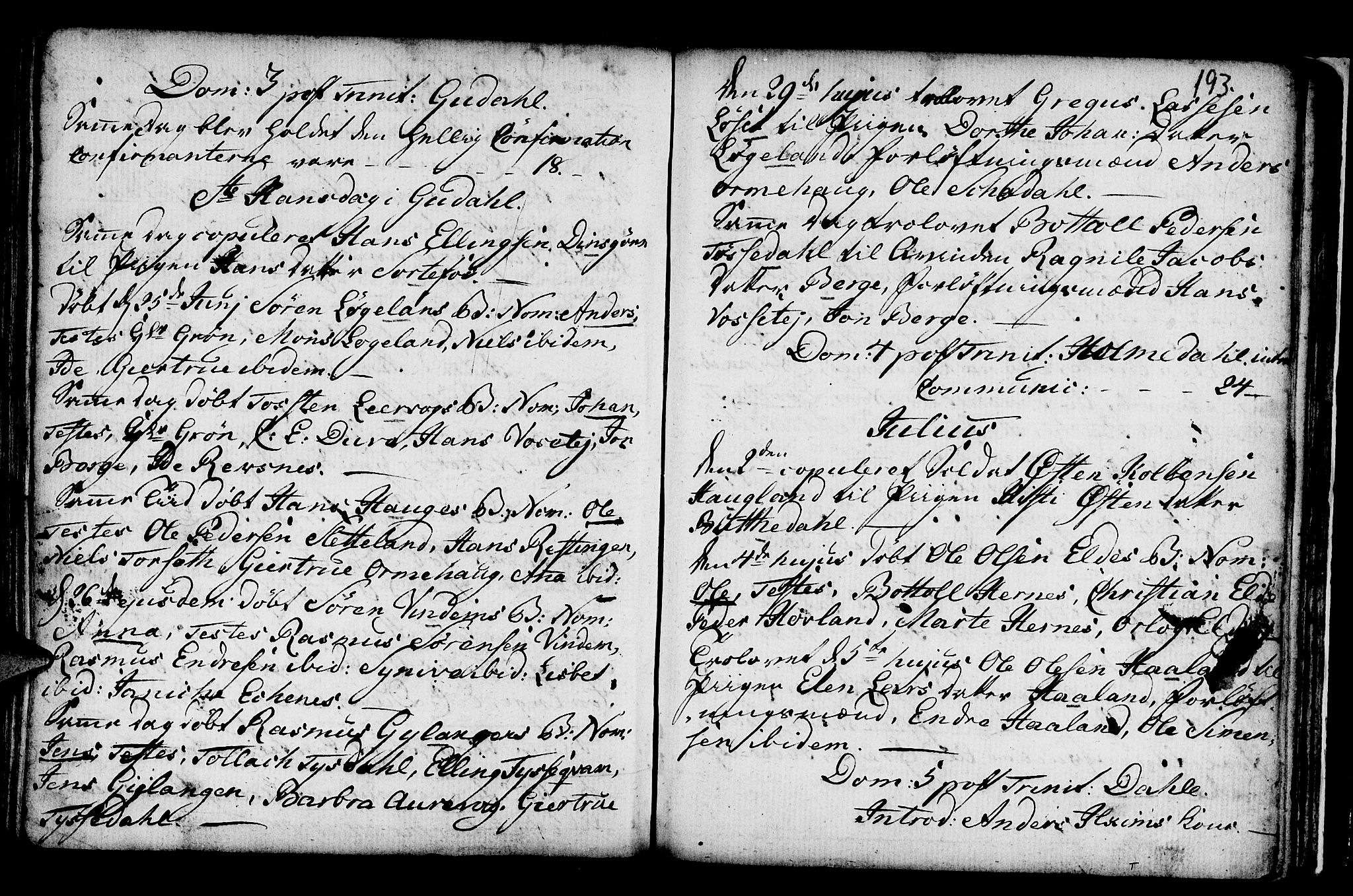 Fjaler sokneprestembete, SAB/A-79801/H/Haa/Haaa/L0001: Parish register (official) no. A 1, 1755-1778, p. 193
