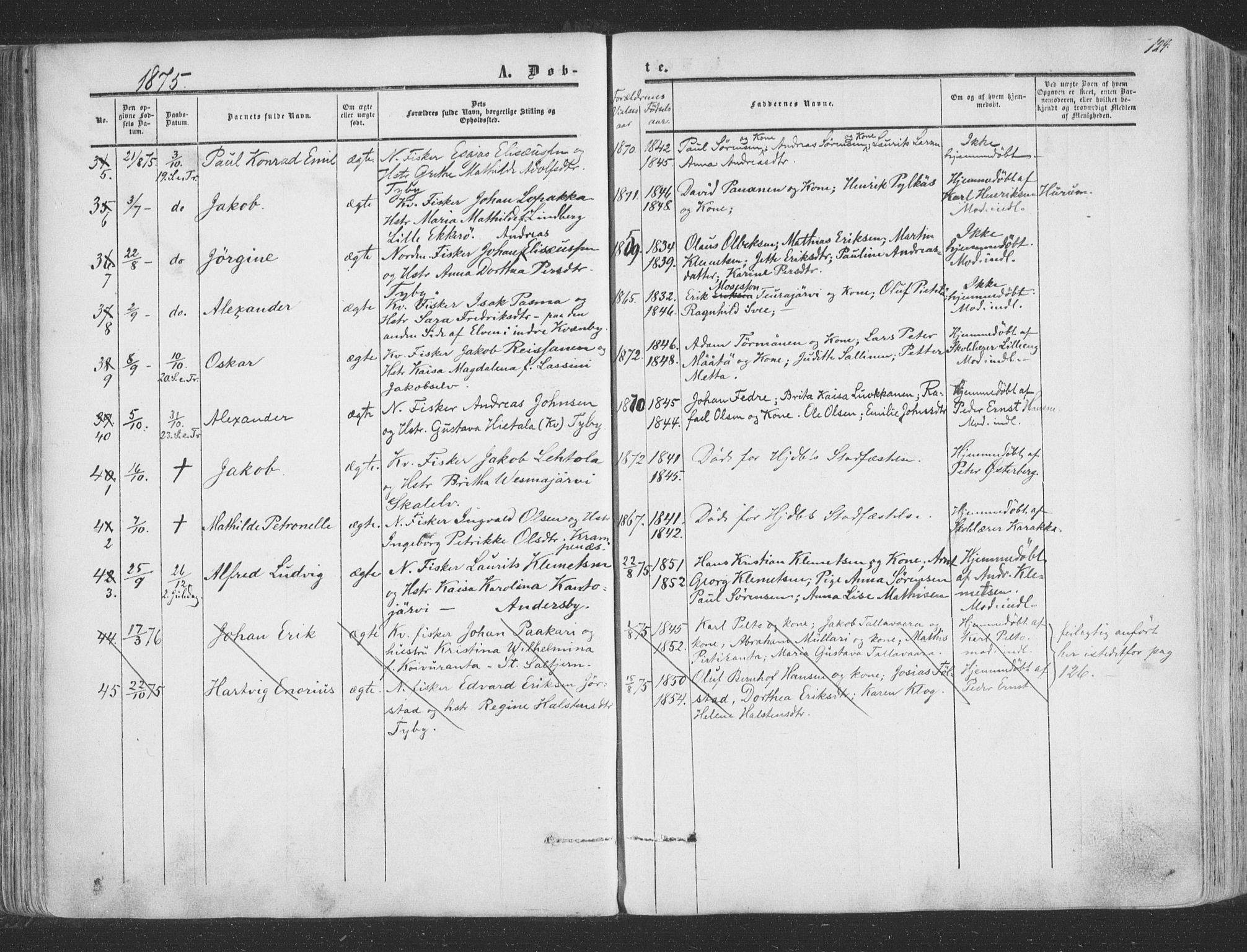 Vadsø sokneprestkontor, AV/SATØ-S-1325/H/Ha/L0004kirke: Parish register (official) no. 4, 1854-1880, p. 124