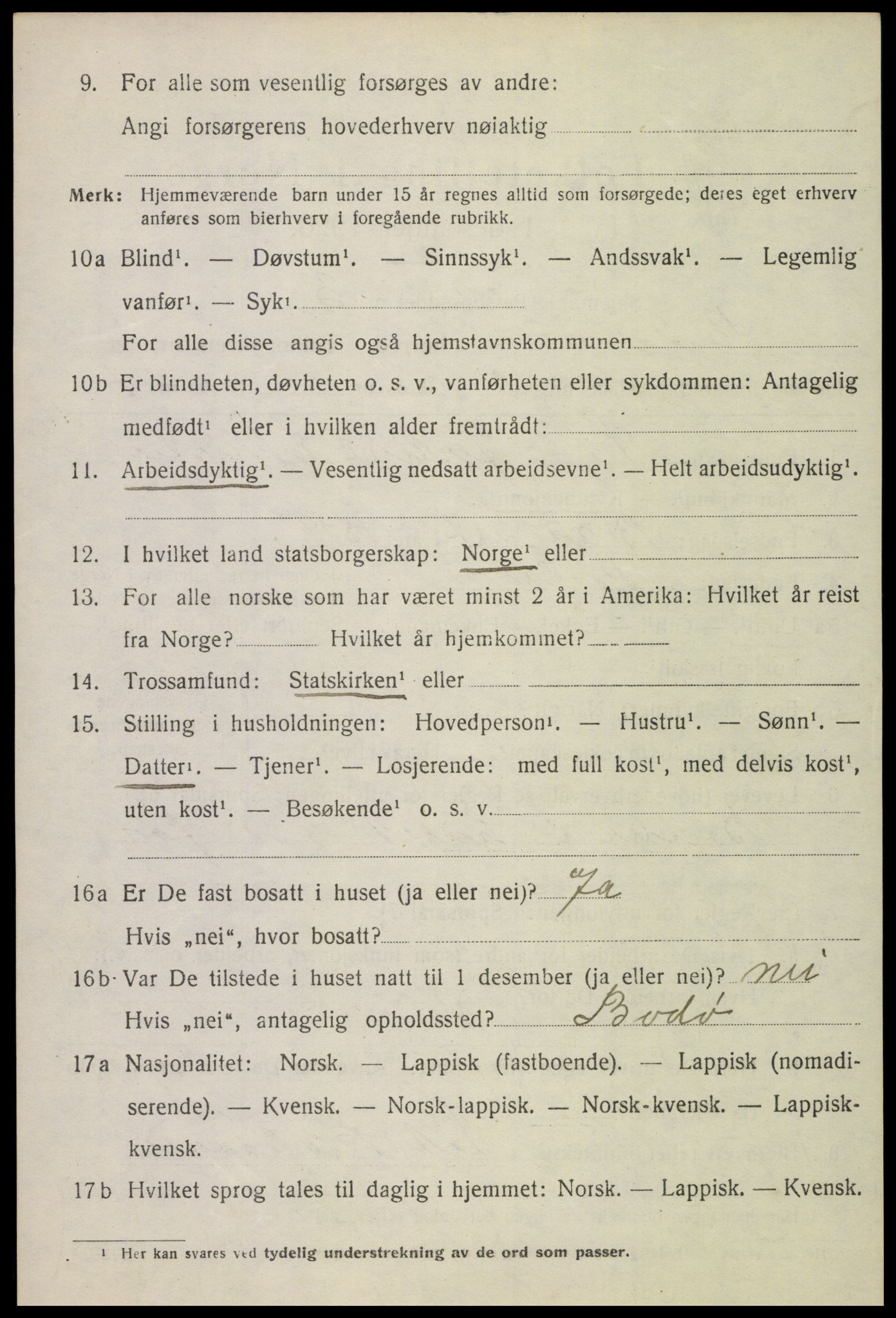 SAT, 1920 census for Beiarn, 1920, p. 1913