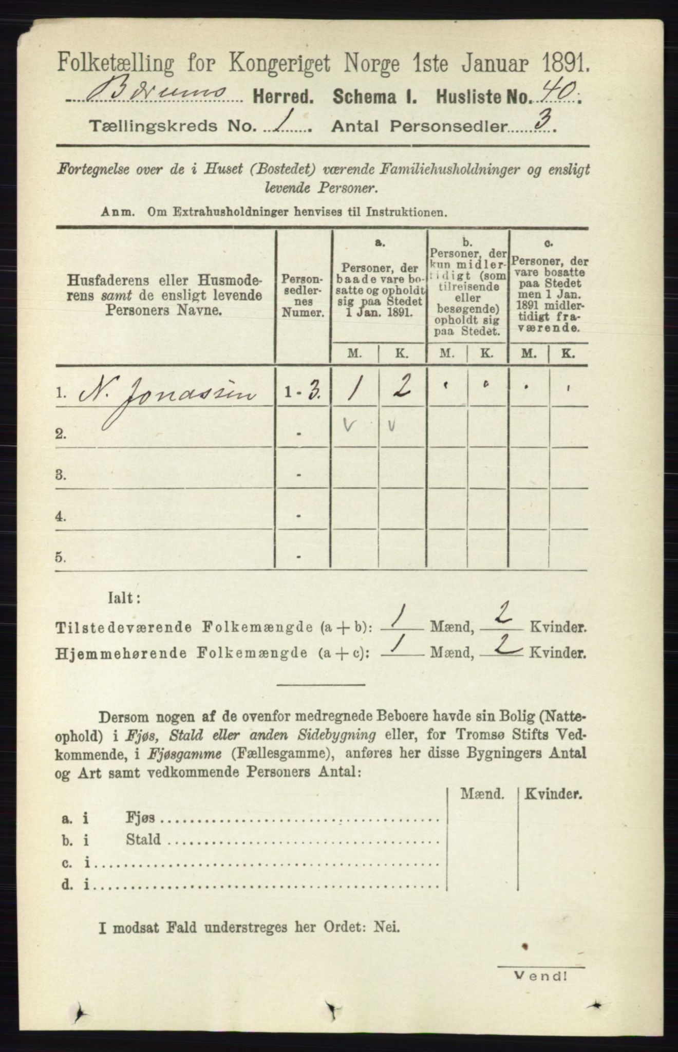 RA, 1891 census for 0219 Bærum, 1891, p. 83
