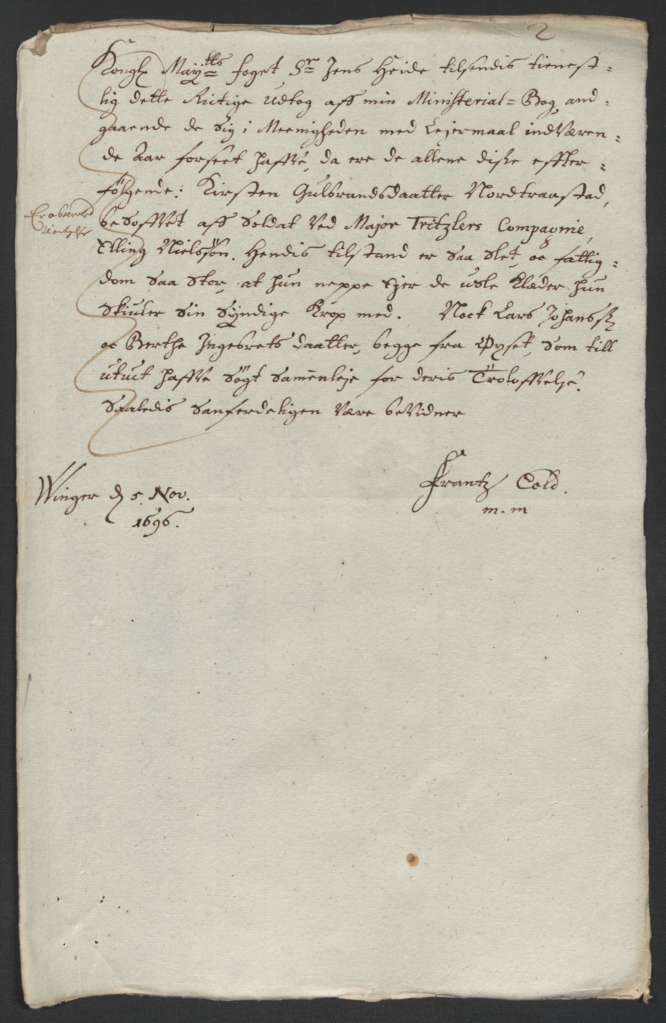 Rentekammeret inntil 1814, Reviderte regnskaper, Fogderegnskap, AV/RA-EA-4092/R13/L0834: Fogderegnskap Solør, Odal og Østerdal, 1696, p. 201