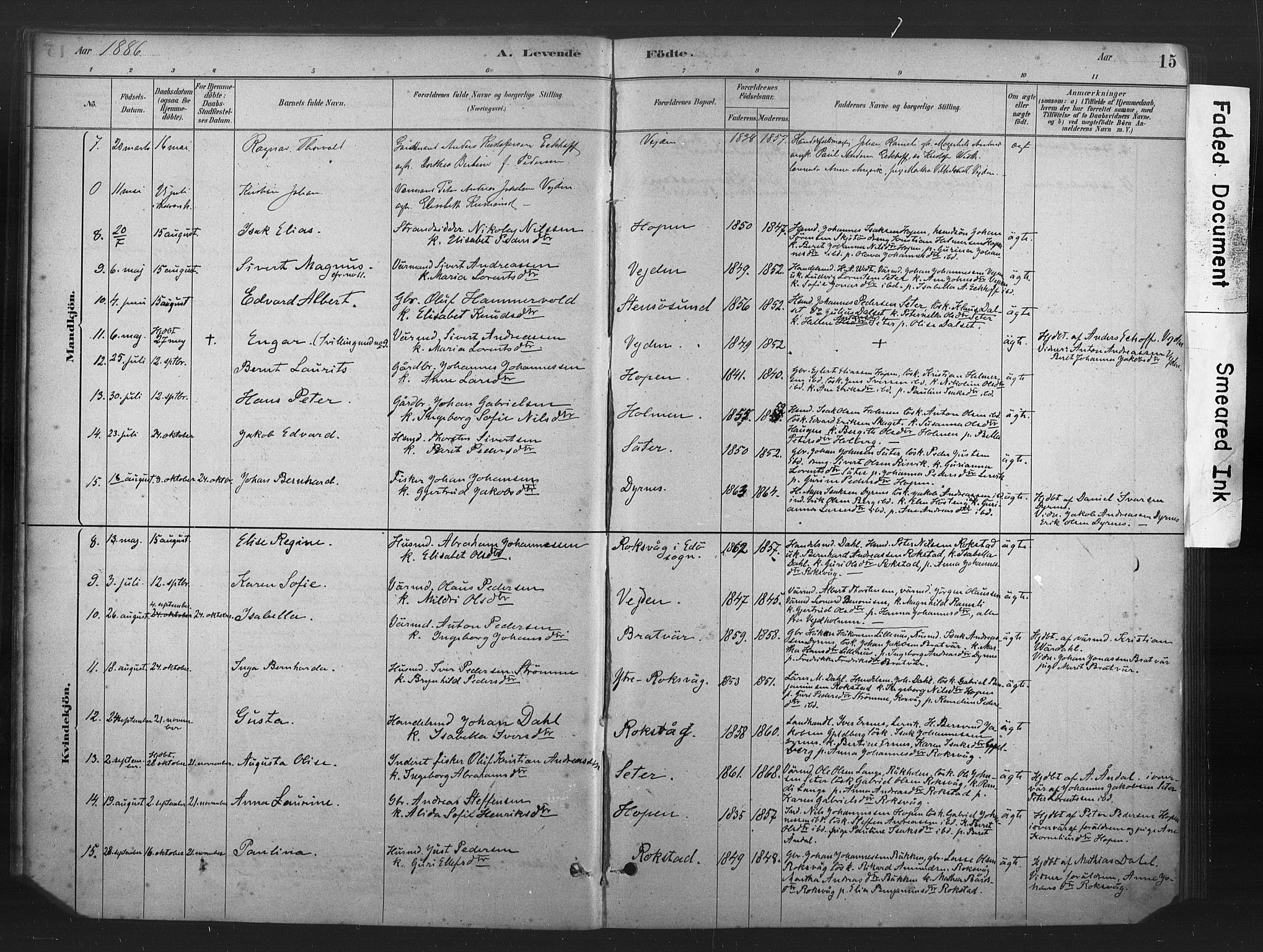 Ministerialprotokoller, klokkerbøker og fødselsregistre - Møre og Romsdal, AV/SAT-A-1454/583/L0954: Parish register (official) no. 583A01, 1880-1906, p. 15