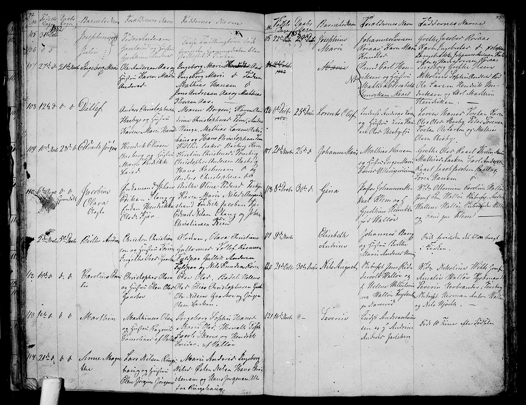 Sem kirkebøker, AV/SAKO-A-5/G/Ga/L0003: Parish register (copy) no. I 3, 1844-1855, p. 92-93