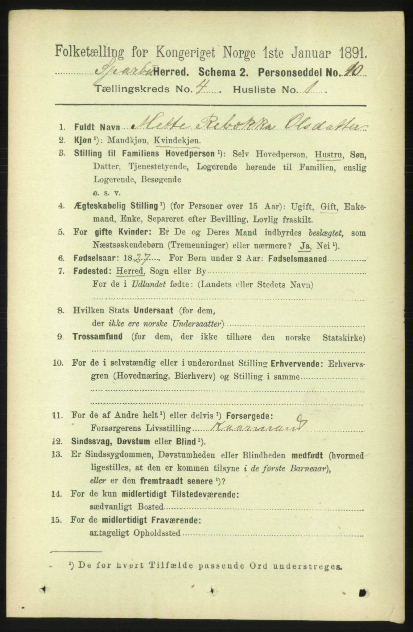 RA, 1891 census for 1731 Sparbu, 1891, p. 1371