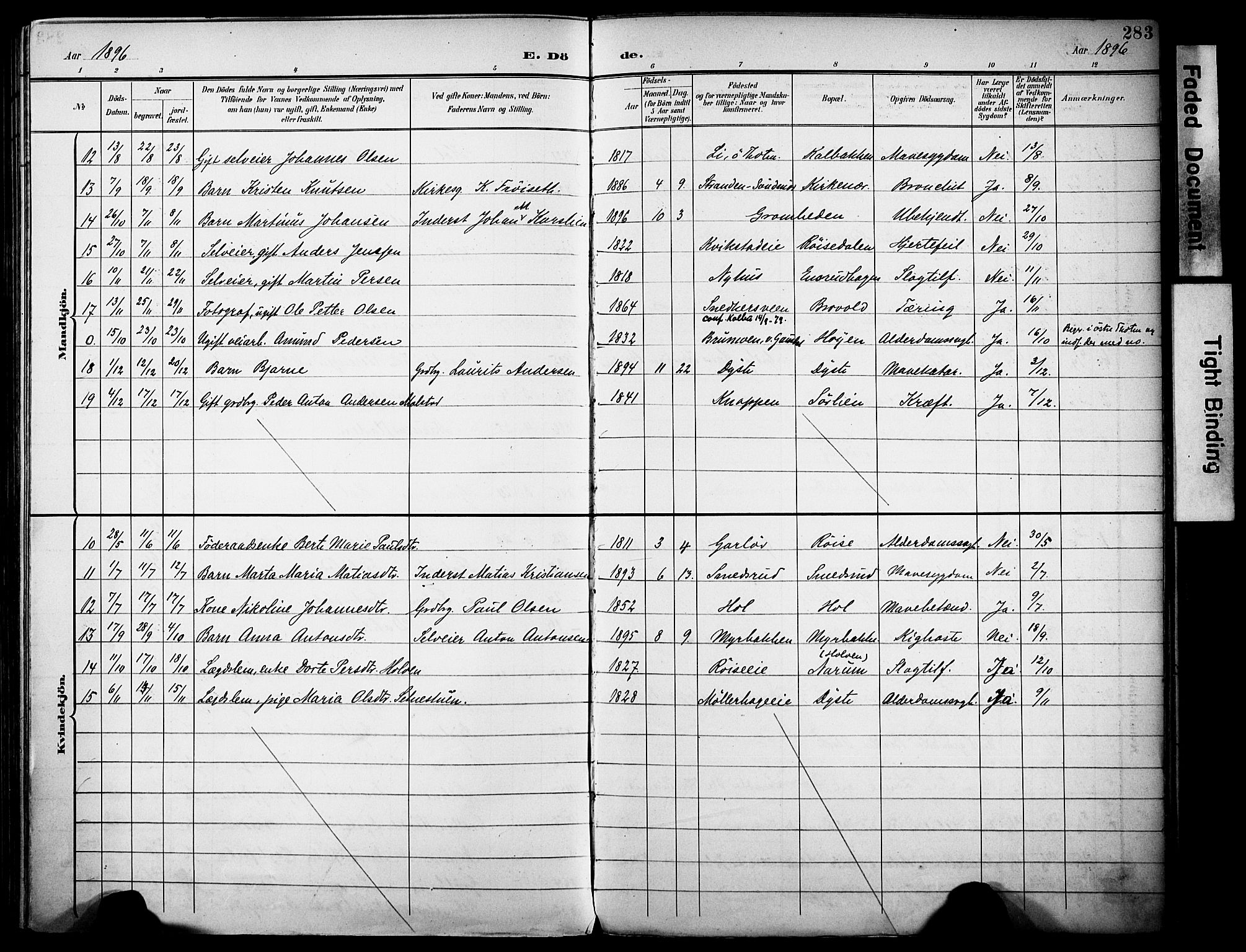 Vestre Toten prestekontor, SAH/PREST-108/H/Ha/Haa/L0013: Parish register (official) no. 13, 1895-1911, p. 283