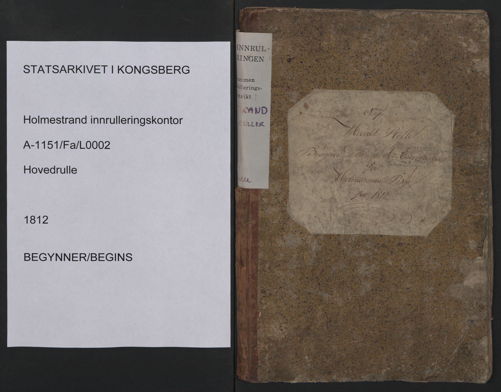 Holmestrand innrulleringskontor, SAKO/A-1151/F/Fa/L0001/0002: Hovedrulle / Hovedrulle, 1812, p. 1