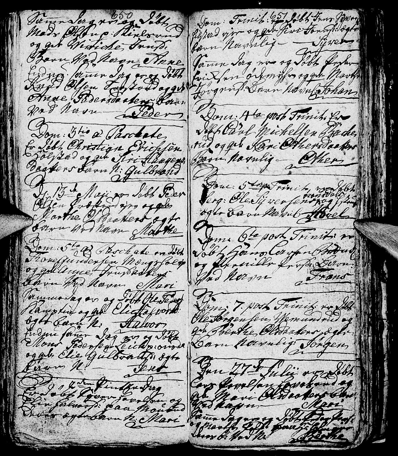 Nes prestekontor, Hedmark, AV/SAH-PREST-020/L/La/L0001: Parish register (copy) no. 1, 1663-1784, p. 650-651