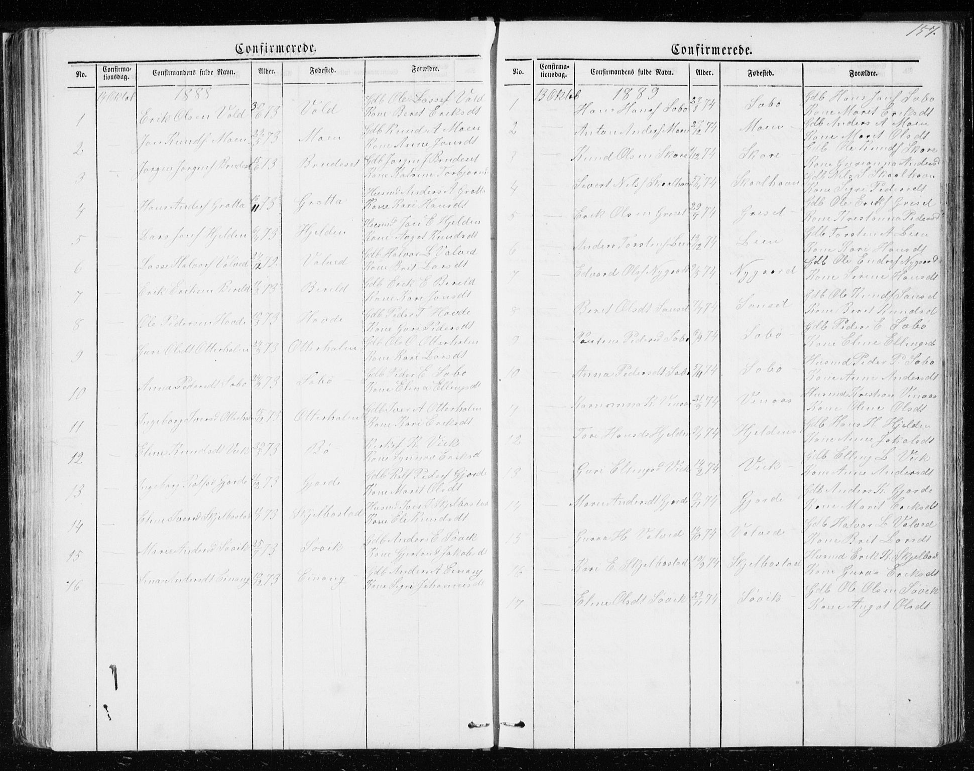 Ministerialprotokoller, klokkerbøker og fødselsregistre - Møre og Romsdal, AV/SAT-A-1454/543/L0564: Parish register (copy) no. 543C02, 1867-1915, p. 157