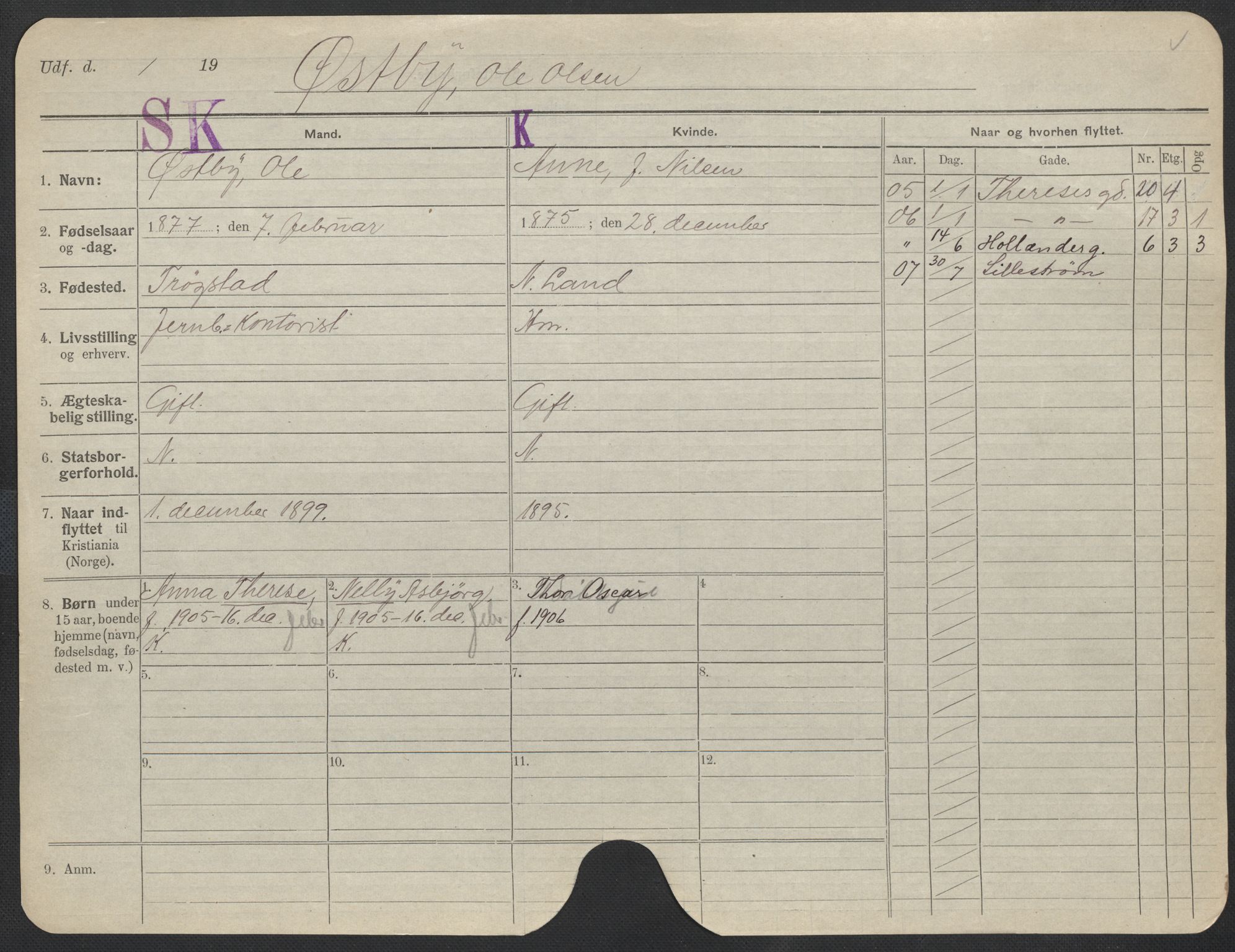 Oslo folkeregister, Registerkort, SAO/A-11715/F/Fa/Fac/L0011: Menn, 1906-1914, p. 1076a