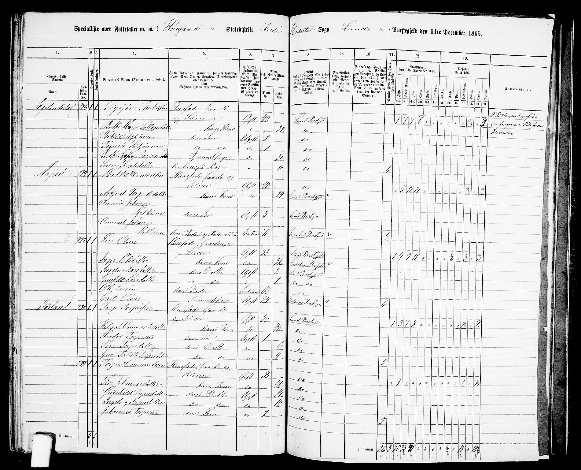 RA, 1865 census for Lund, 1865, p. 93