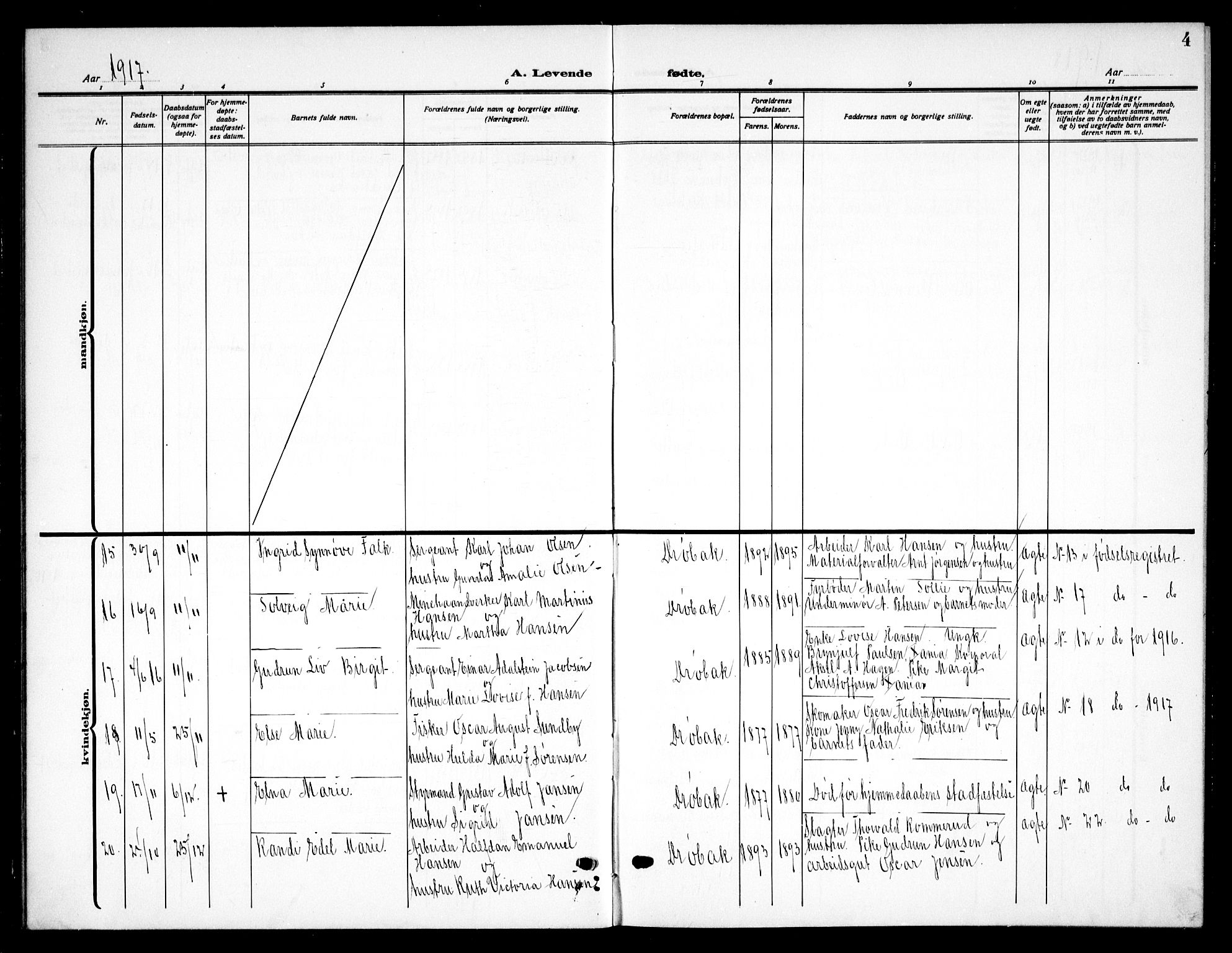 Drøbak prestekontor Kirkebøker, AV/SAO-A-10142a/G/Ga/L0002: Parish register (copy) no. I 2, 1917-1932, p. 4