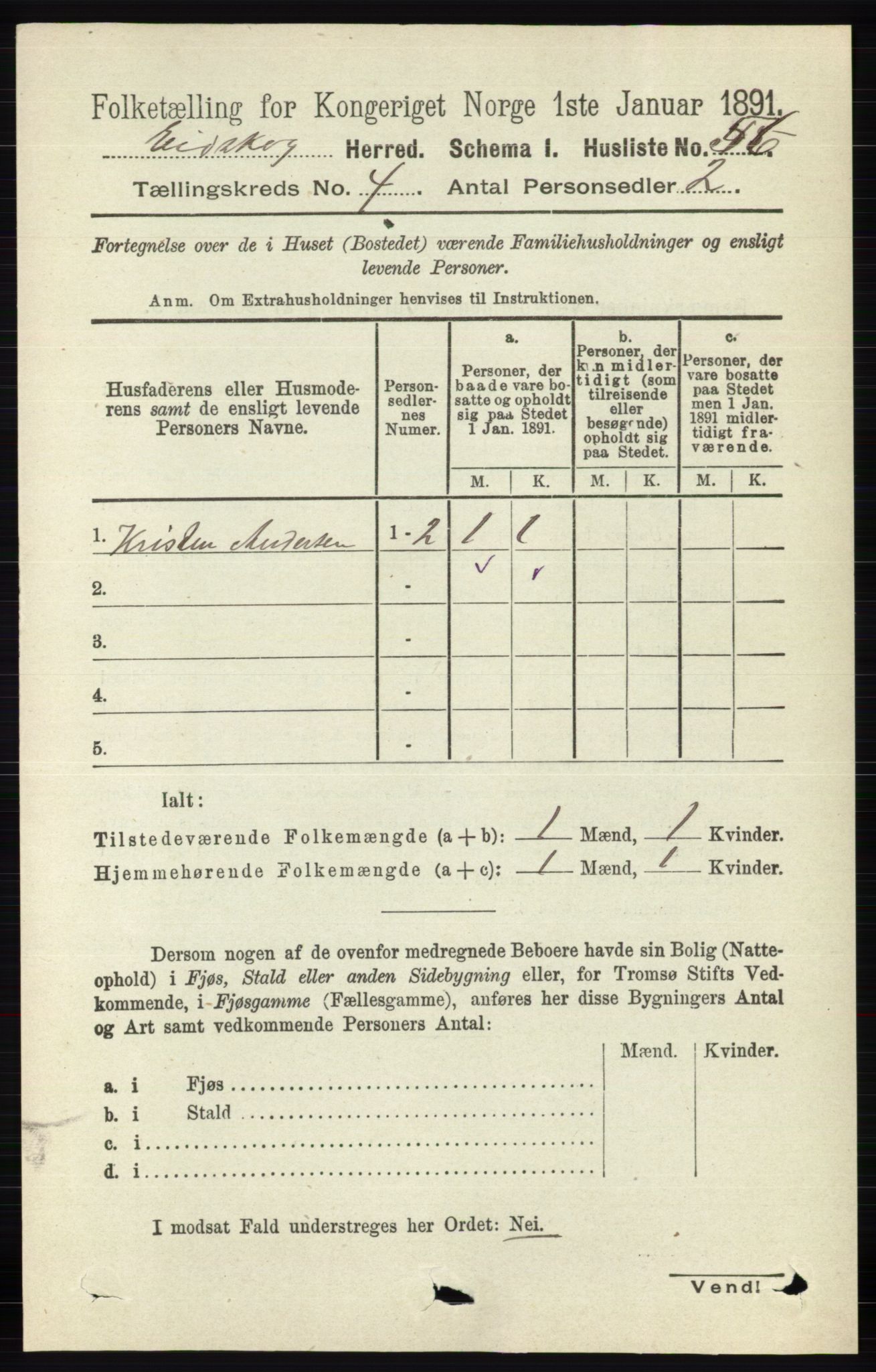 RA, 1891 census for 0420 Eidskog, 1891, p. 1578