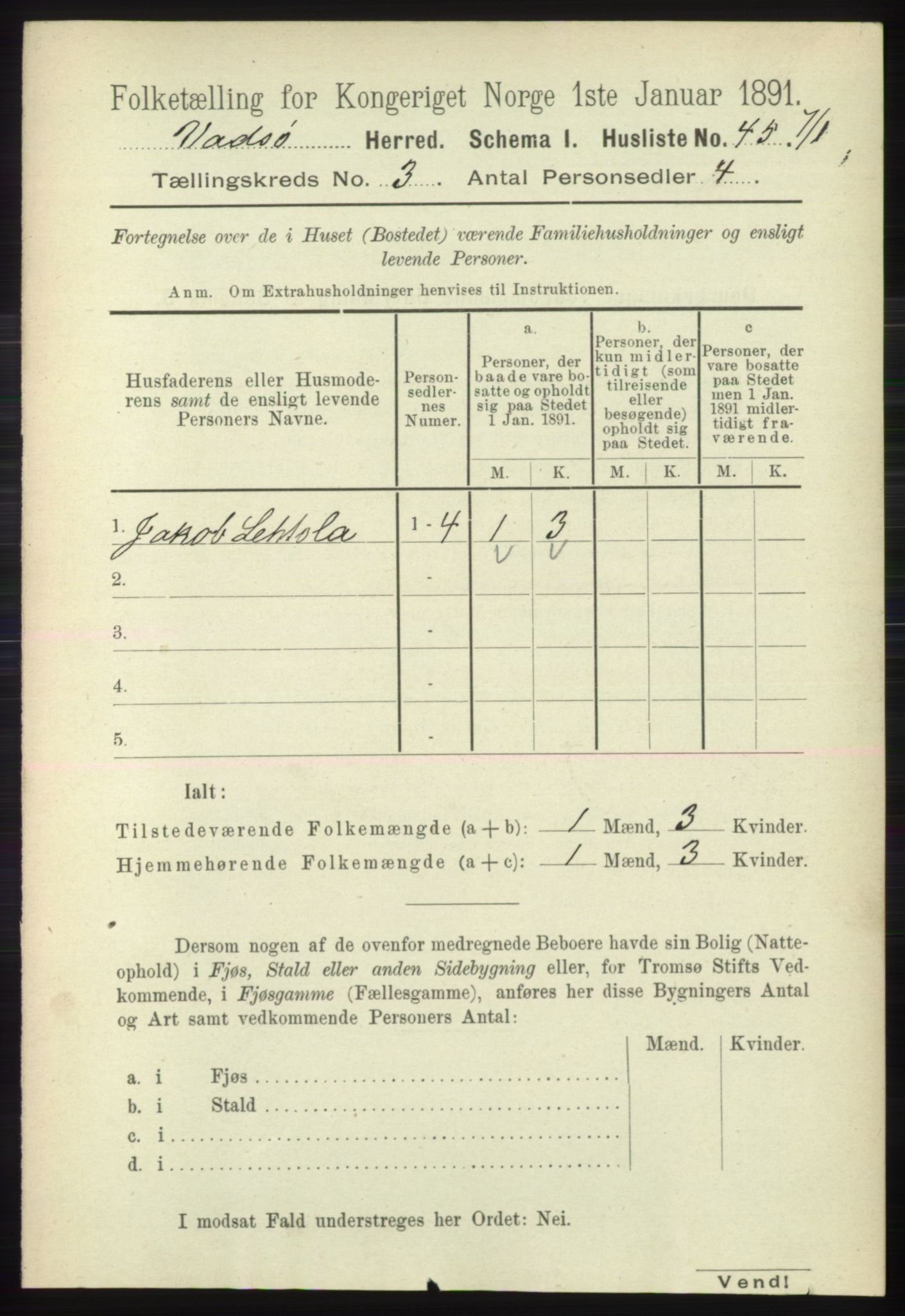 RA, 1891 census for 2029 Vadsø, 1891, p. 814