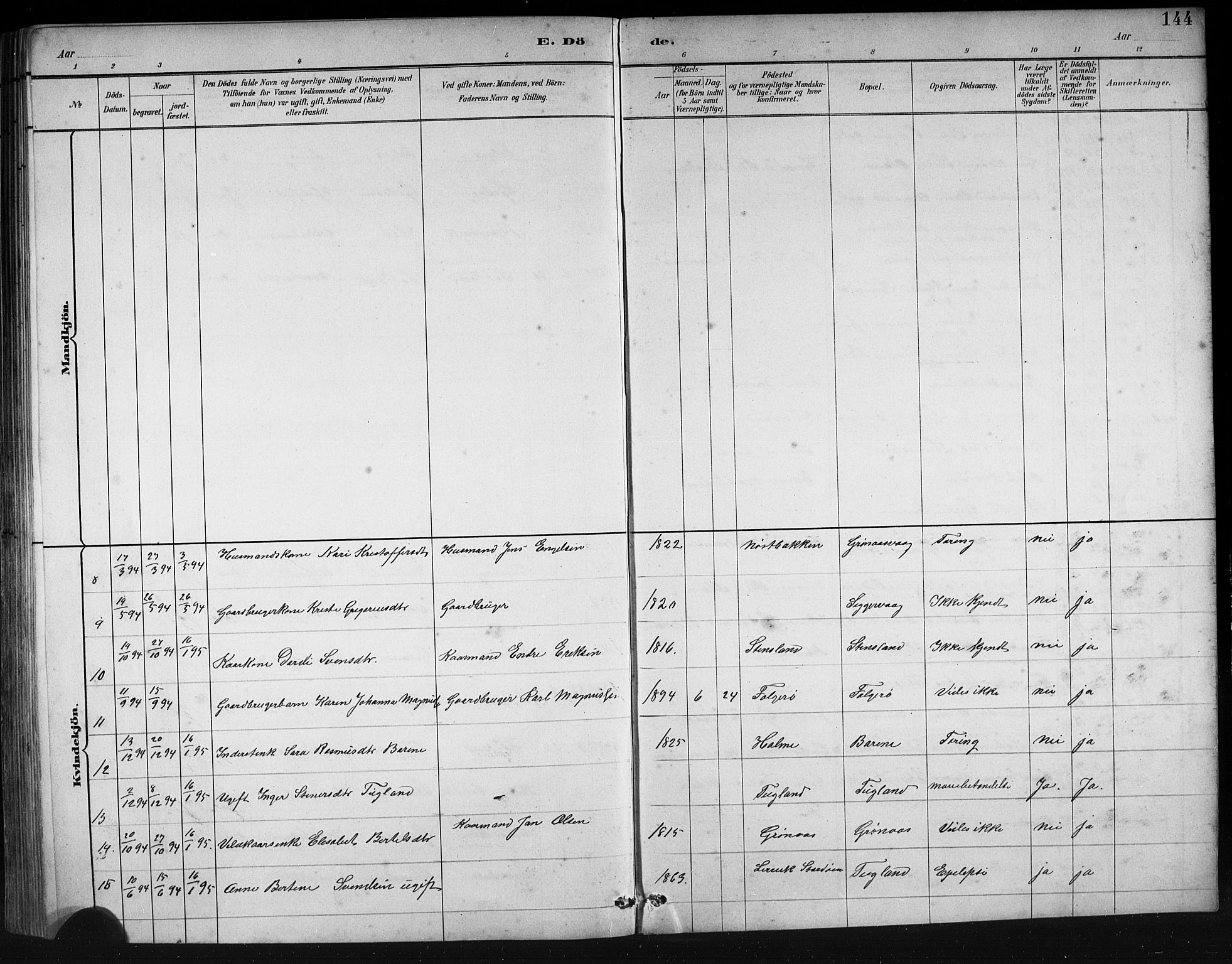 Finnås sokneprestembete, AV/SAB-A-99925/H/Ha/Hab/Haba/L0003: Parish register (copy) no. A 3, 1883-1900, p. 144