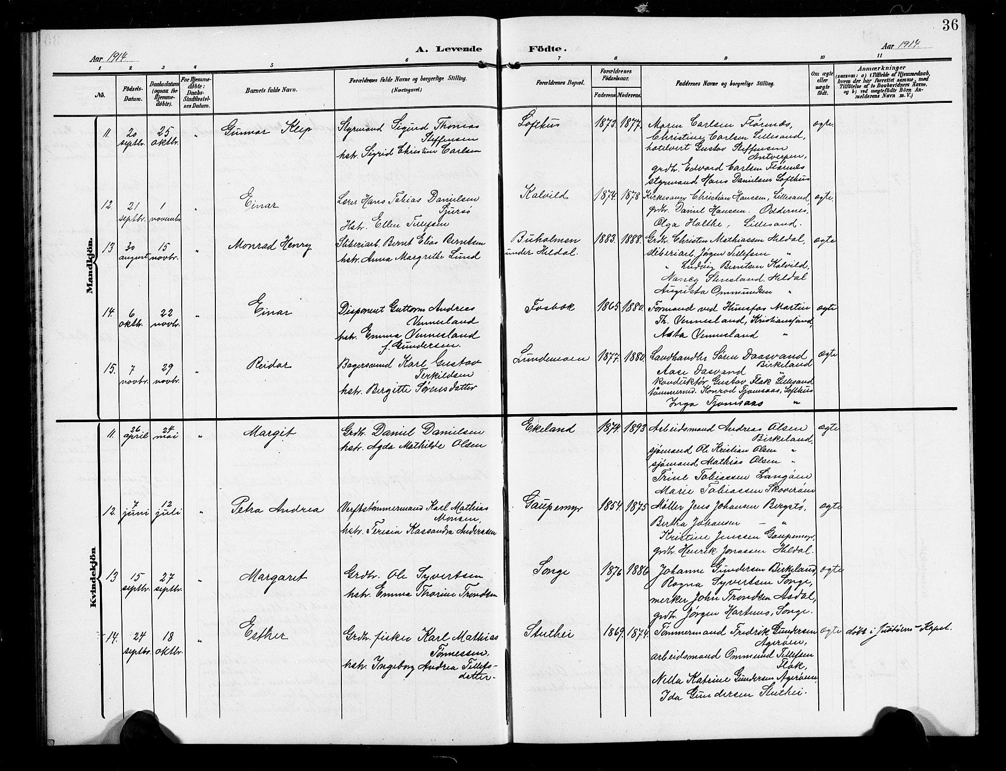 Vestre Moland sokneprestkontor, SAK/1111-0046/F/Fb/Fbb/L0007: Parish register (copy) no. B 7, 1906-1929, p. 37
