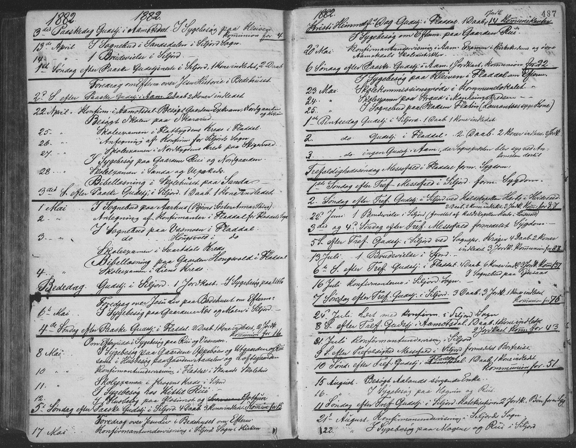Seljord kirkebøker, SAKO/A-20/F/Fa/L0014: Parish register (official) no. I 14, 1877-1886, p. 487