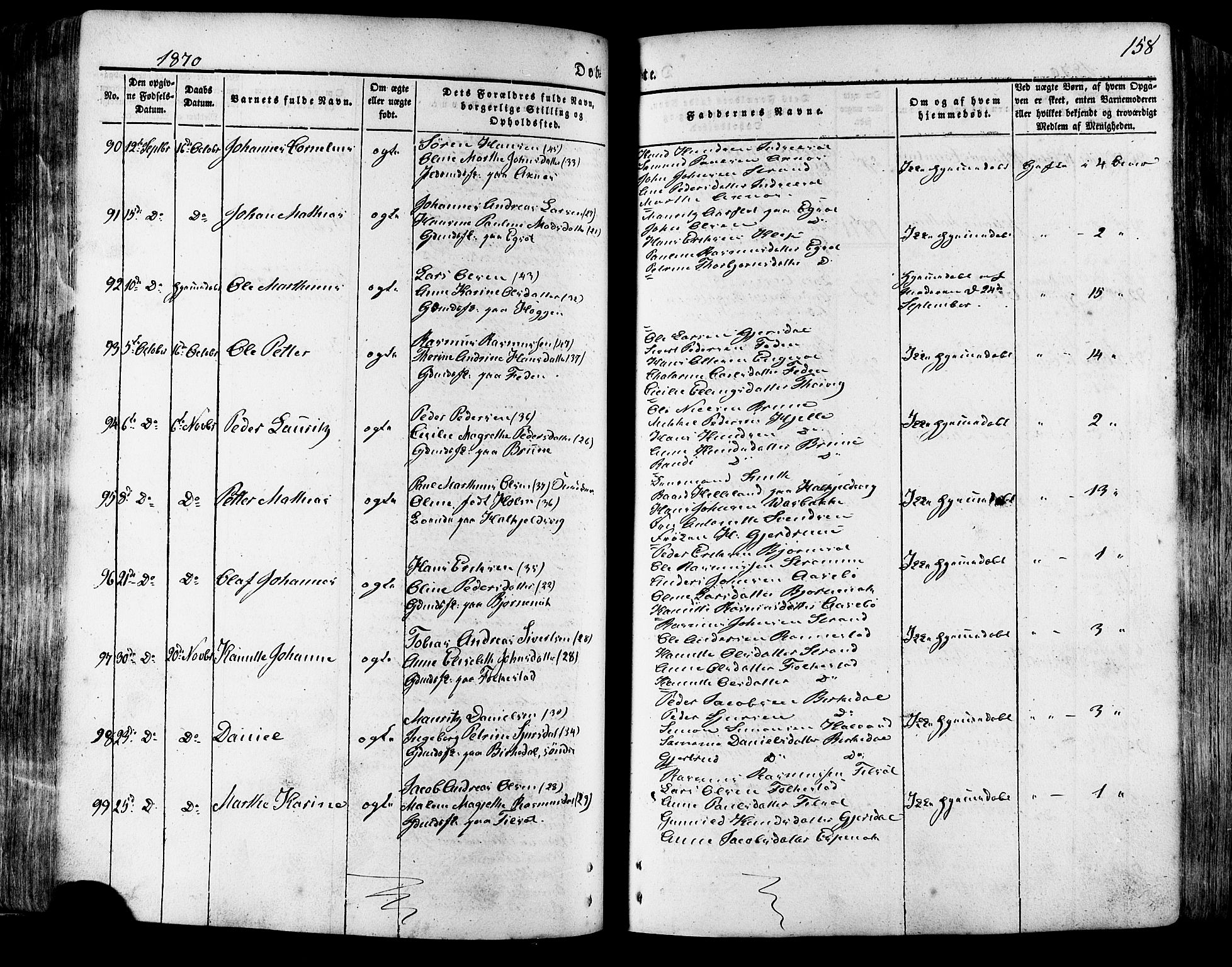 Ministerialprotokoller, klokkerbøker og fødselsregistre - Møre og Romsdal, SAT/A-1454/511/L0140: Parish register (official) no. 511A07, 1851-1878, p. 158