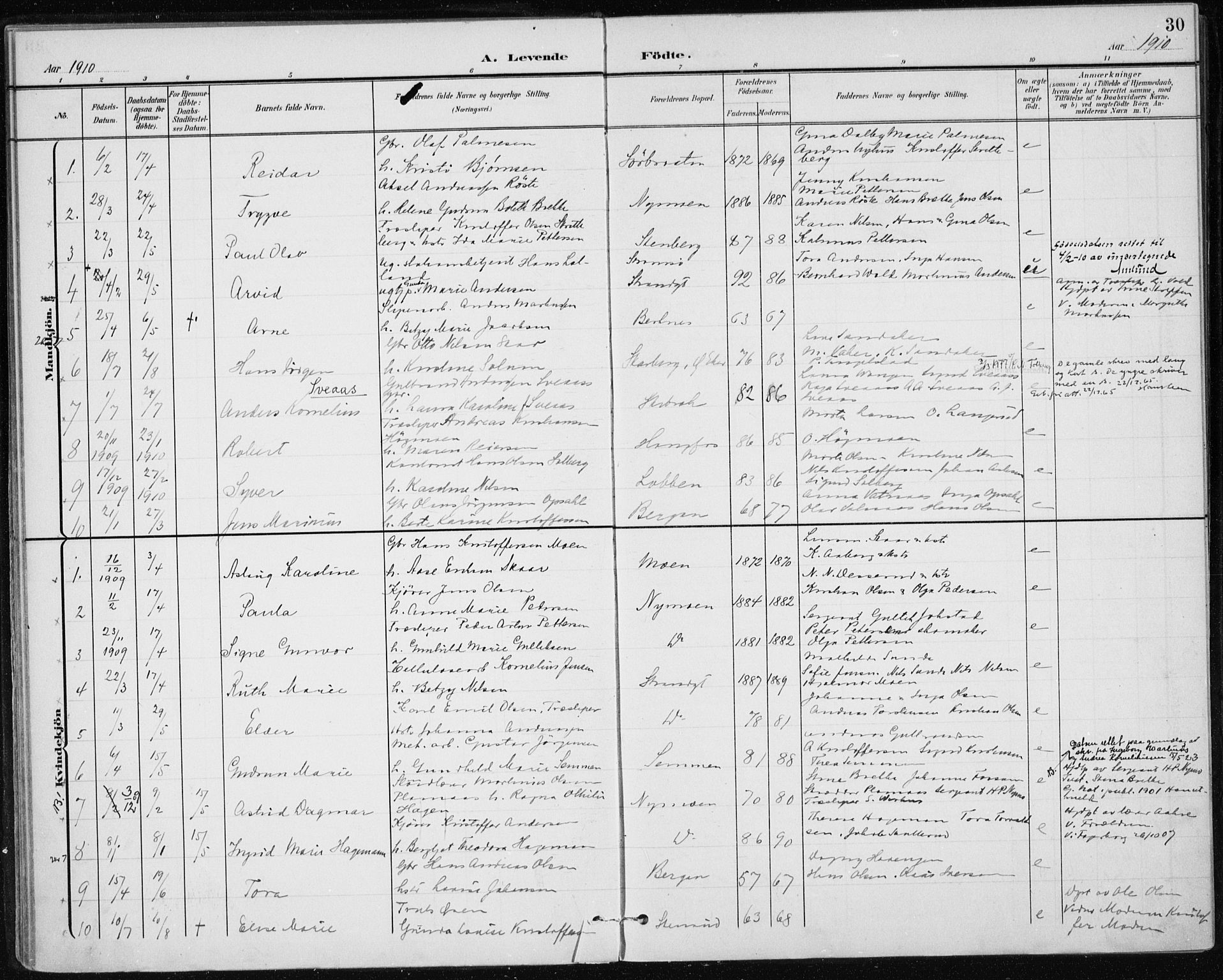 Modum kirkebøker, AV/SAKO-A-234/F/Fa/L0017: Parish register (official) no. 17, 1900-1915, p. 30