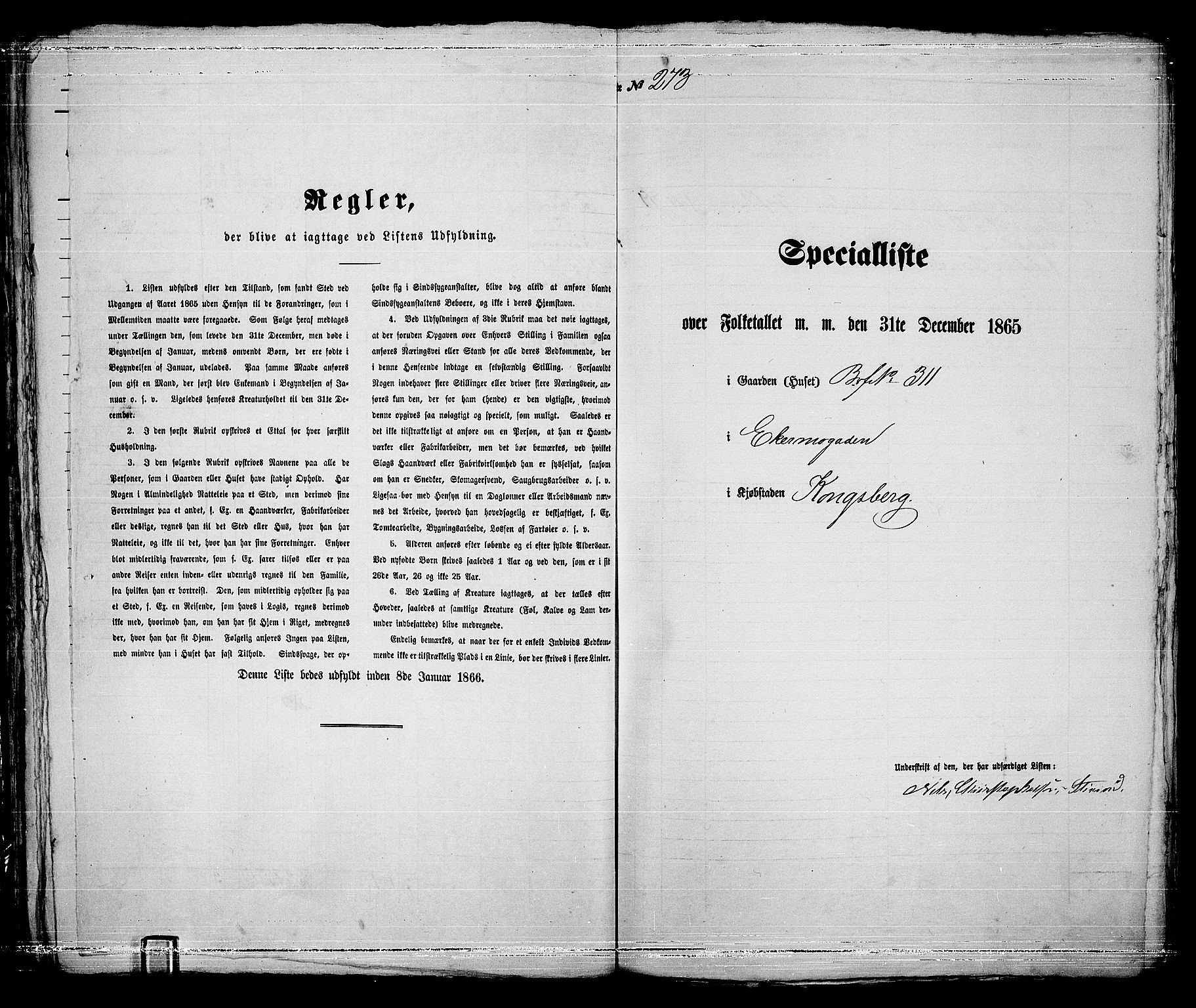 RA, 1865 census for Kongsberg/Kongsberg, 1865, p. 566