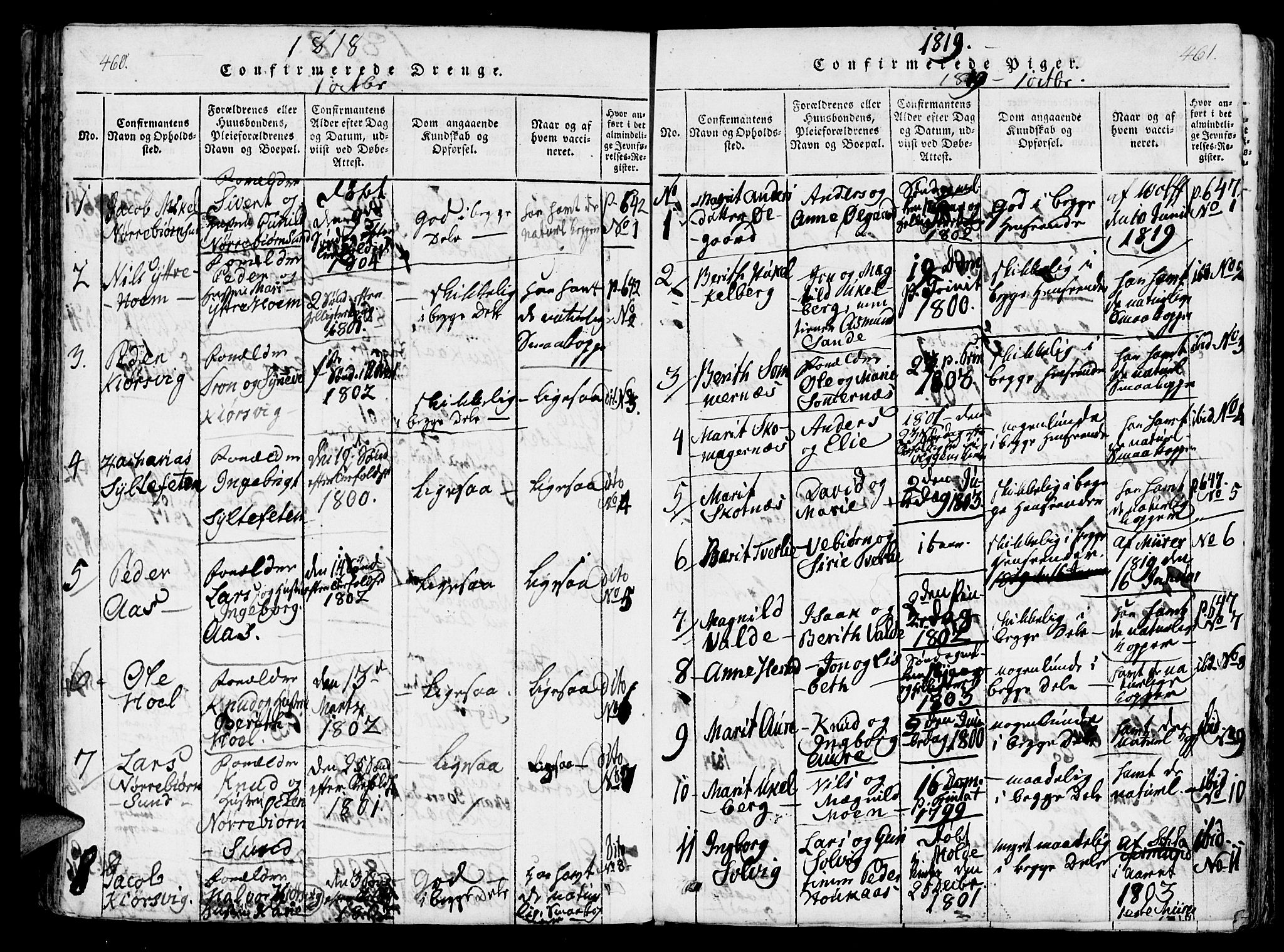 Ministerialprotokoller, klokkerbøker og fødselsregistre - Møre og Romsdal, AV/SAT-A-1454/565/L0747: Parish register (official) no. 565A01, 1817-1844, p. 460-461